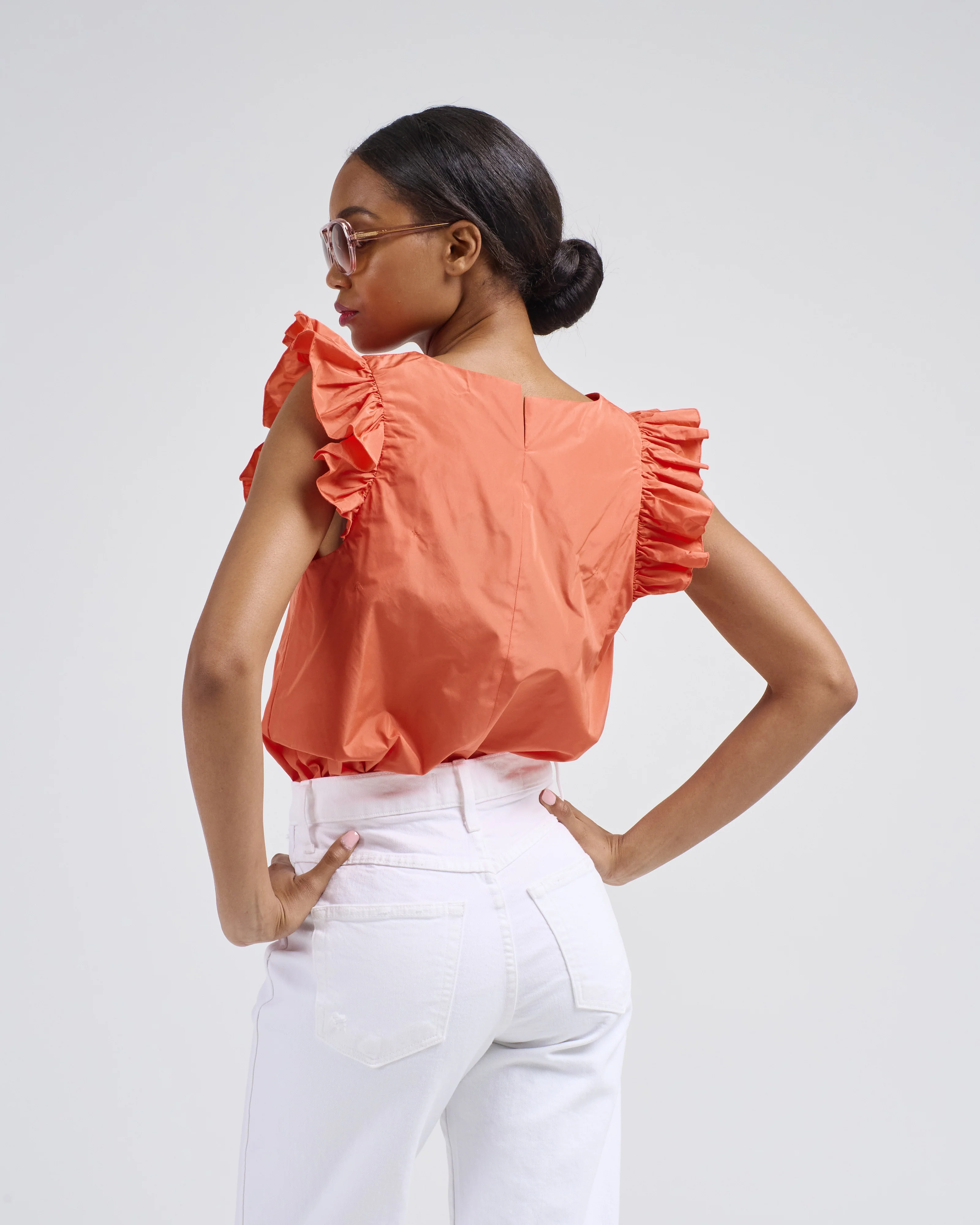ruffle sleeve taffeta top - Image 4