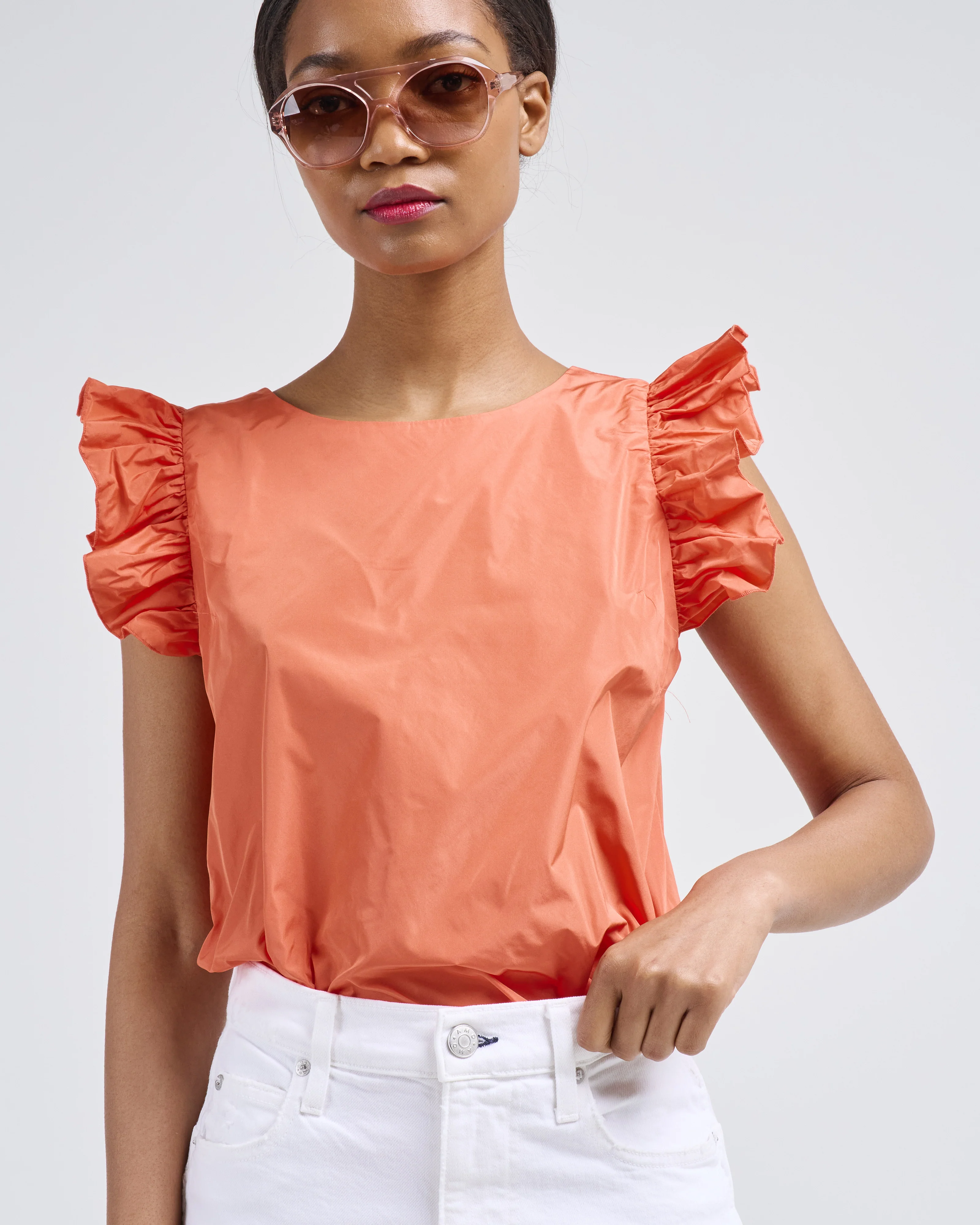 ruffle sleeve taffeta top - Image 5