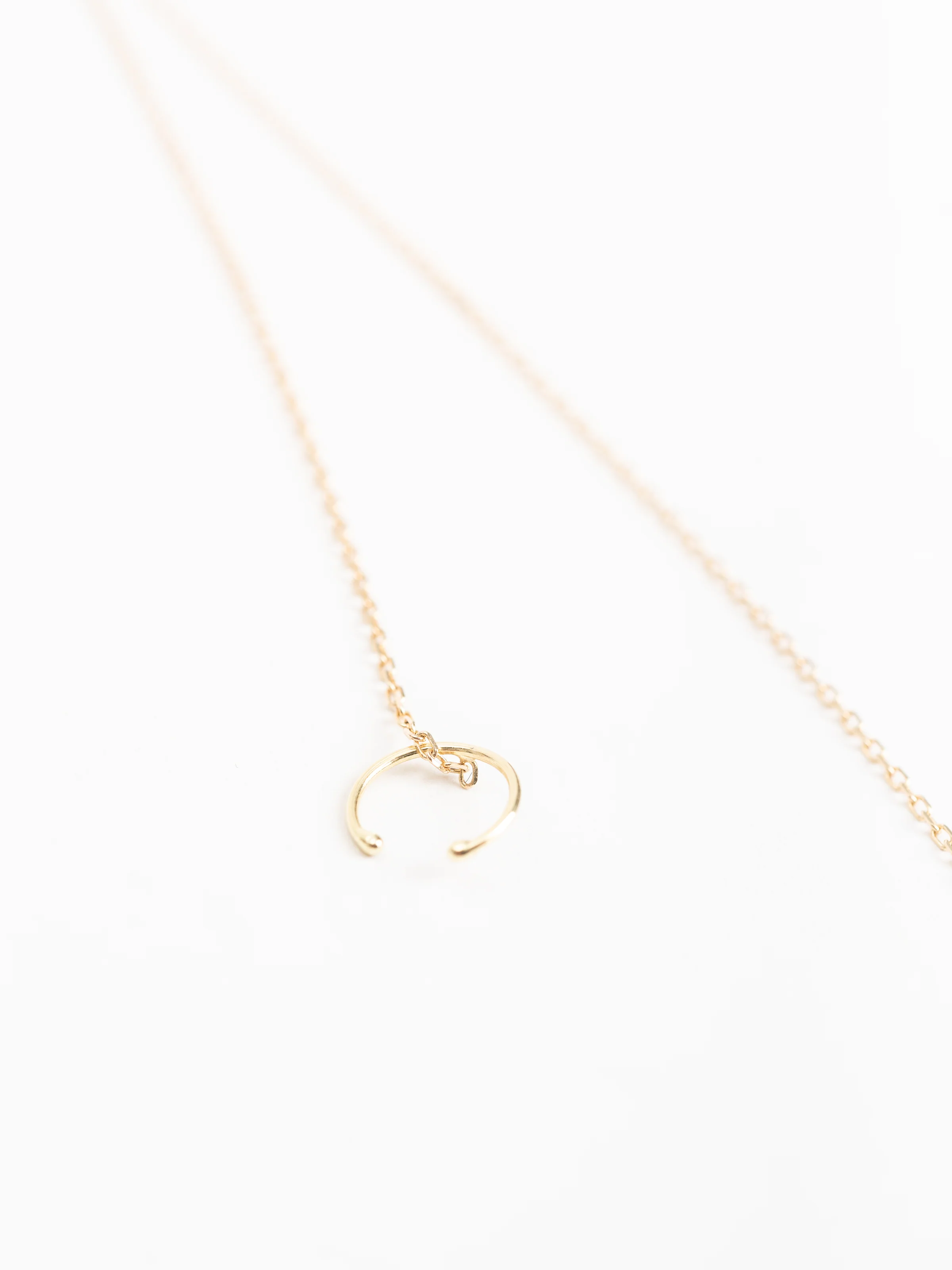 single hoop earring with hanging chain - Image 2
