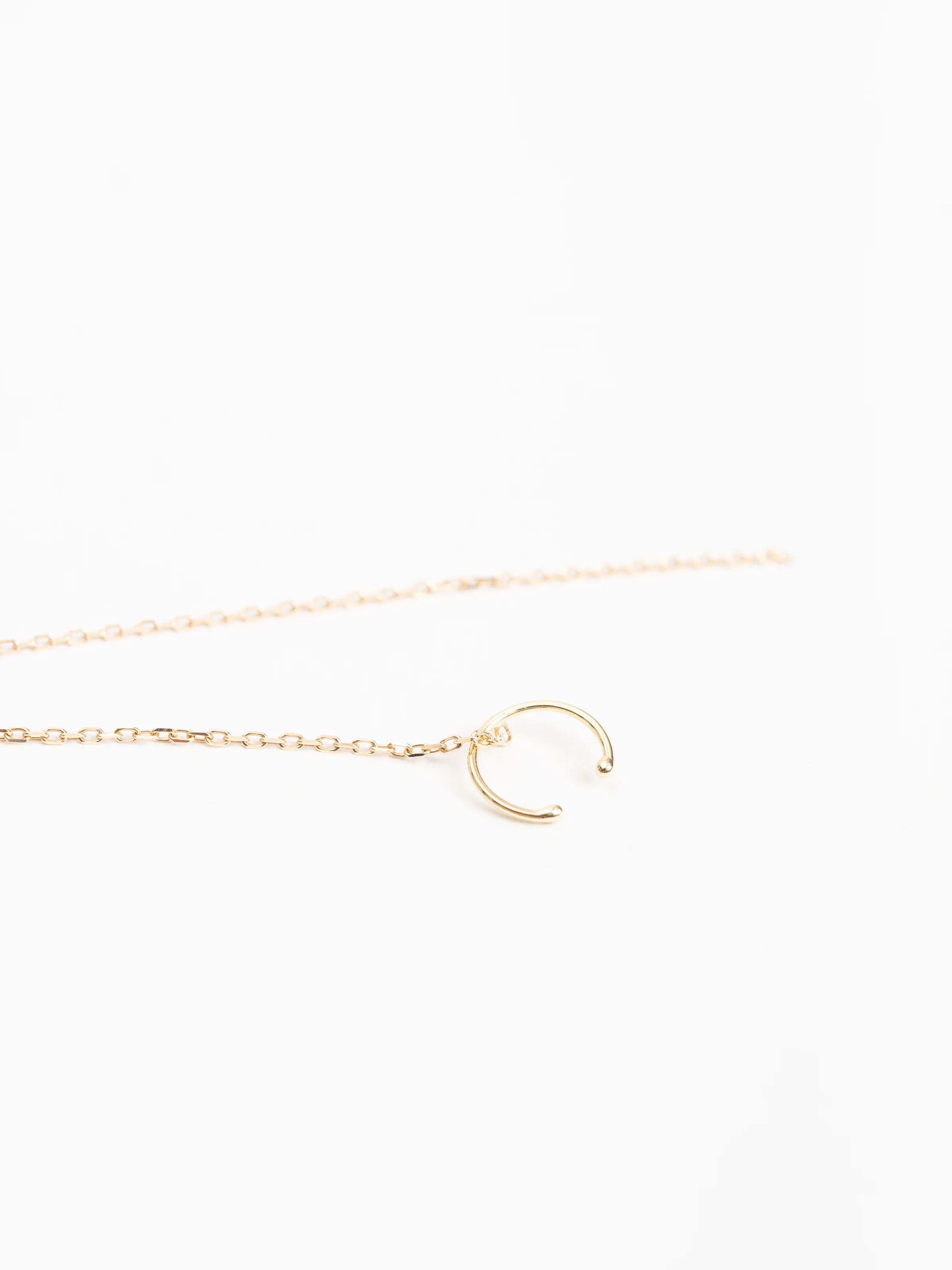 single hoop earring with hanging chain - Image 4