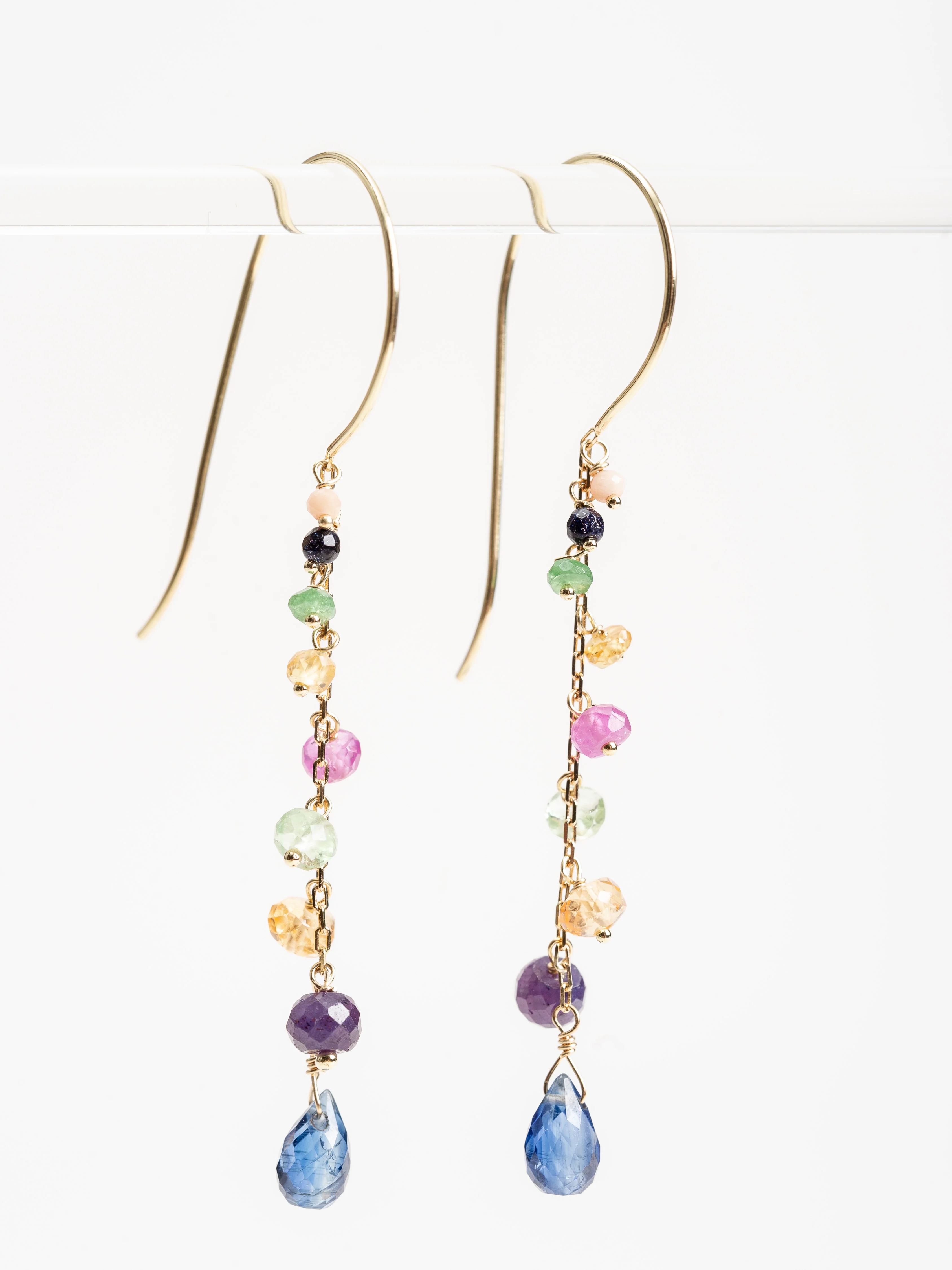 rainbow beaded drop earrings - Image 2
