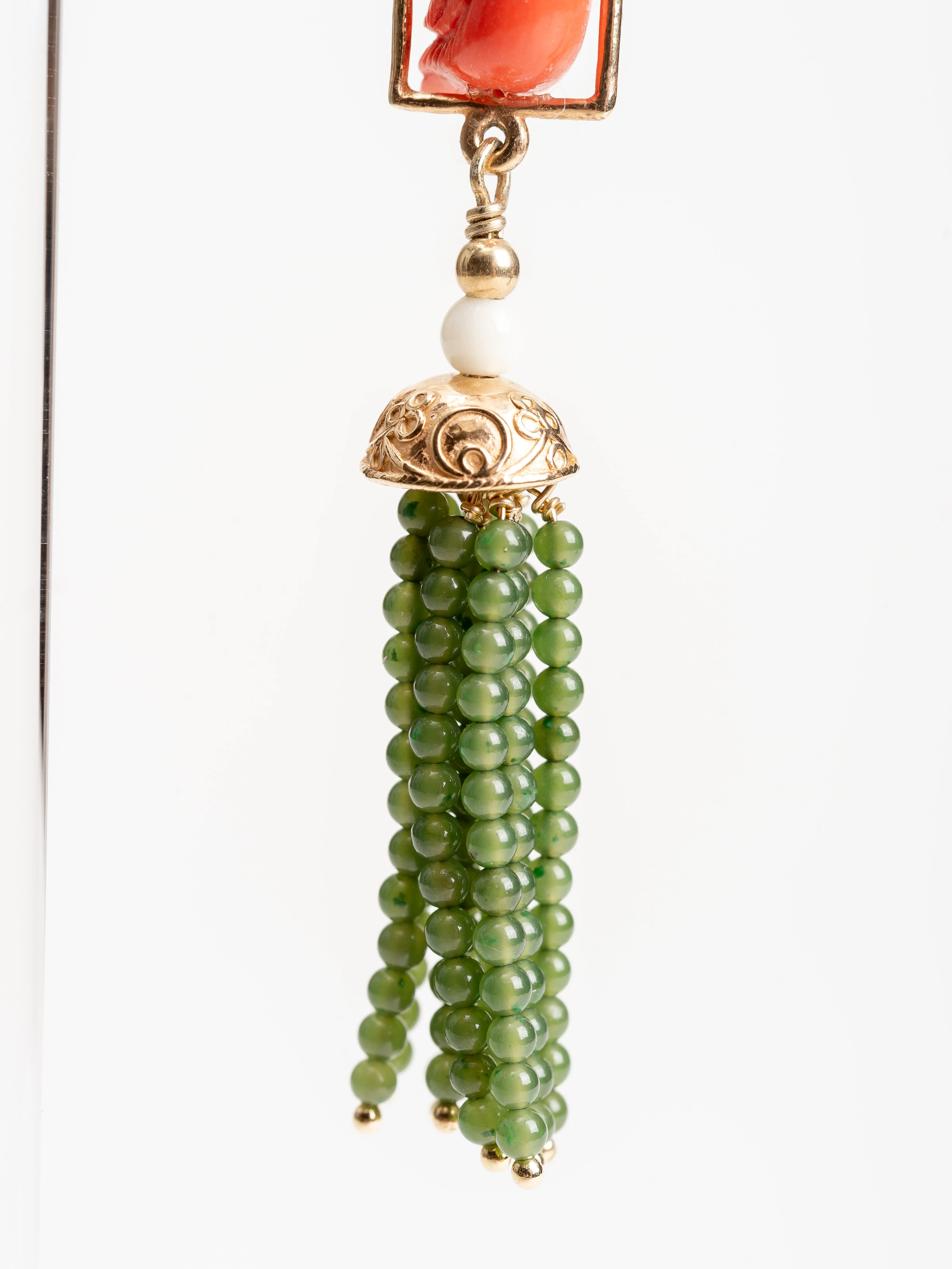 swinger earrings - white, coral, jade - Image 4