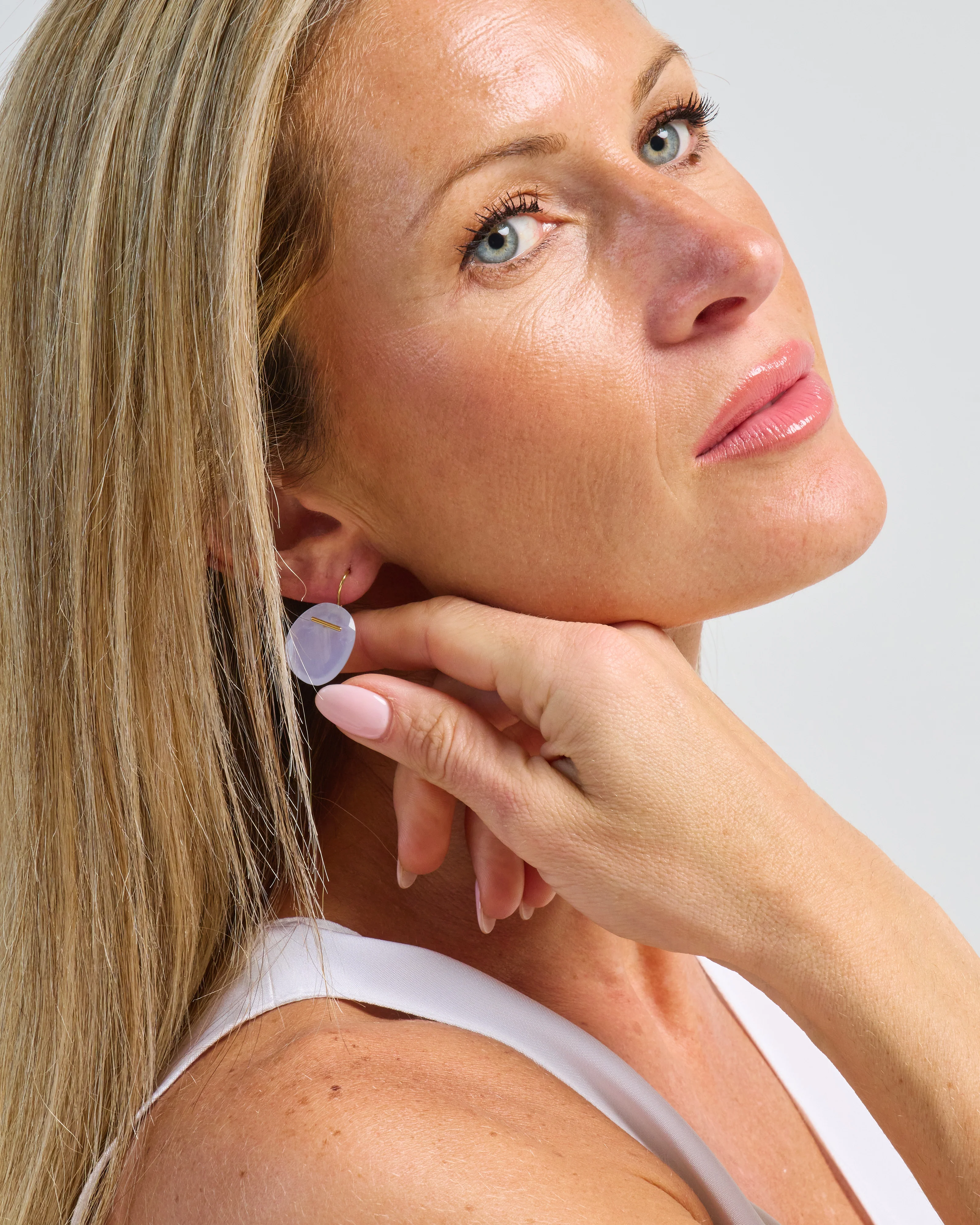 blue chalcedony stone earrings - Image 8