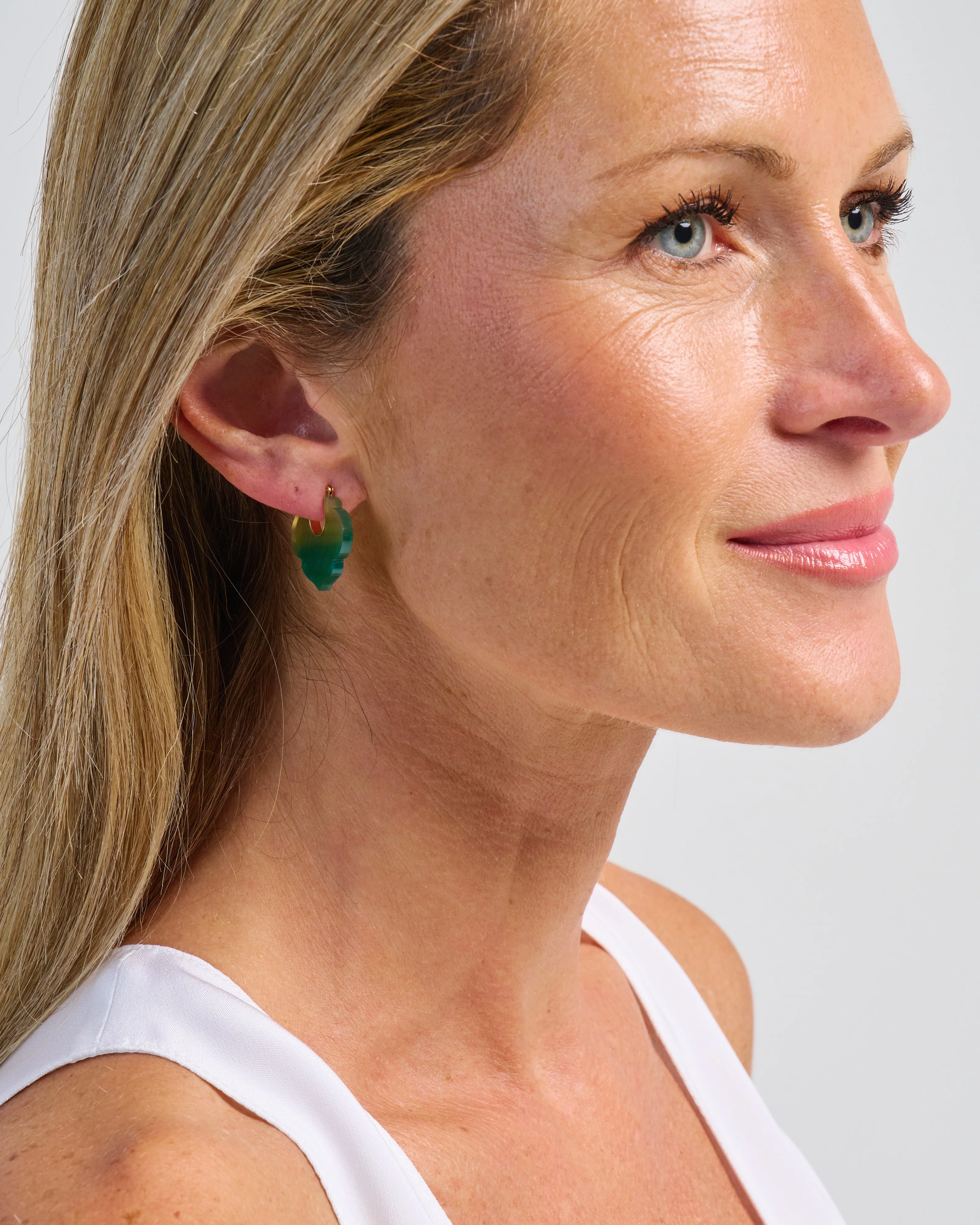 green agate moroccan crest earrings - Image 2