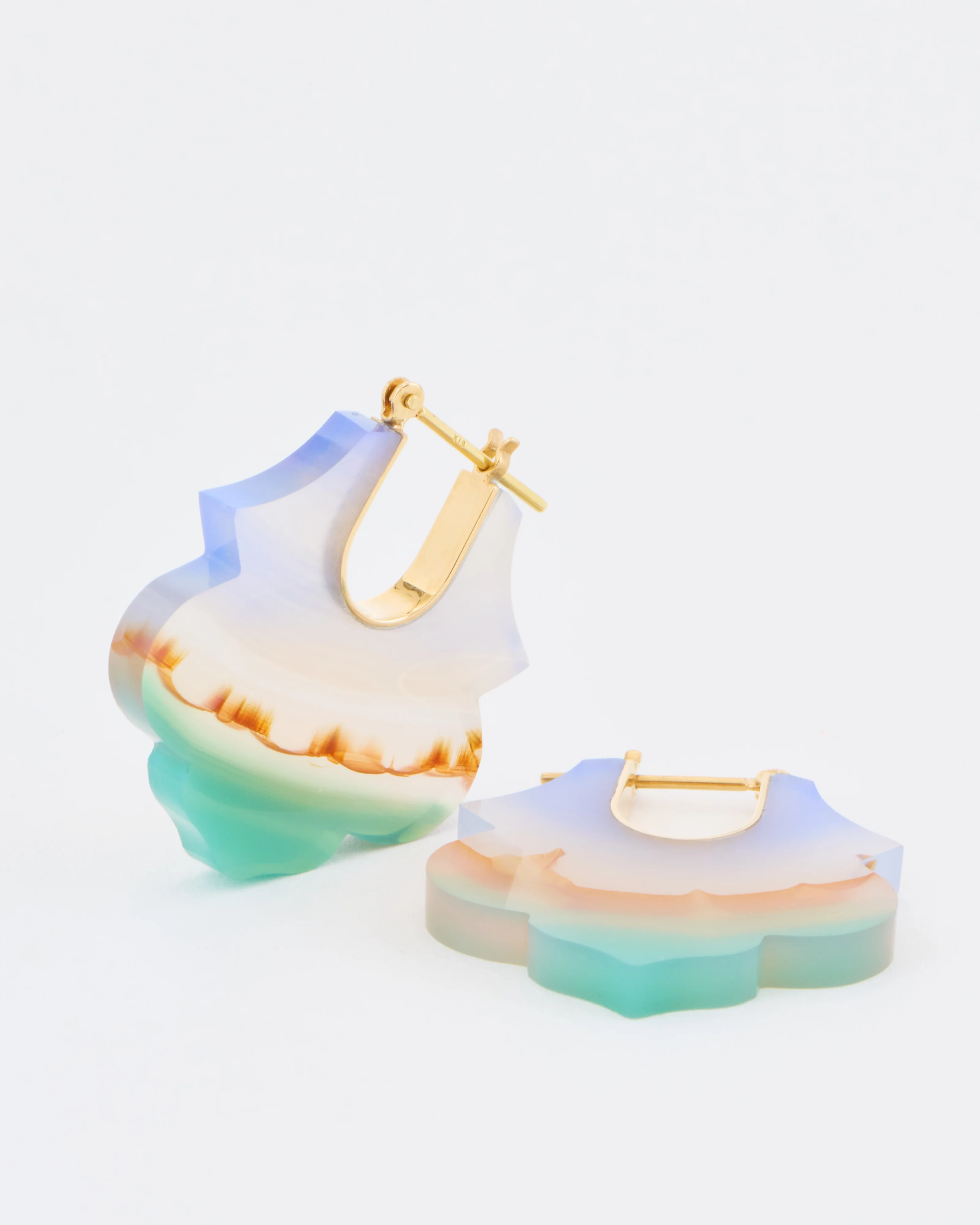 landscape agate lotus crest earrings - Image 3