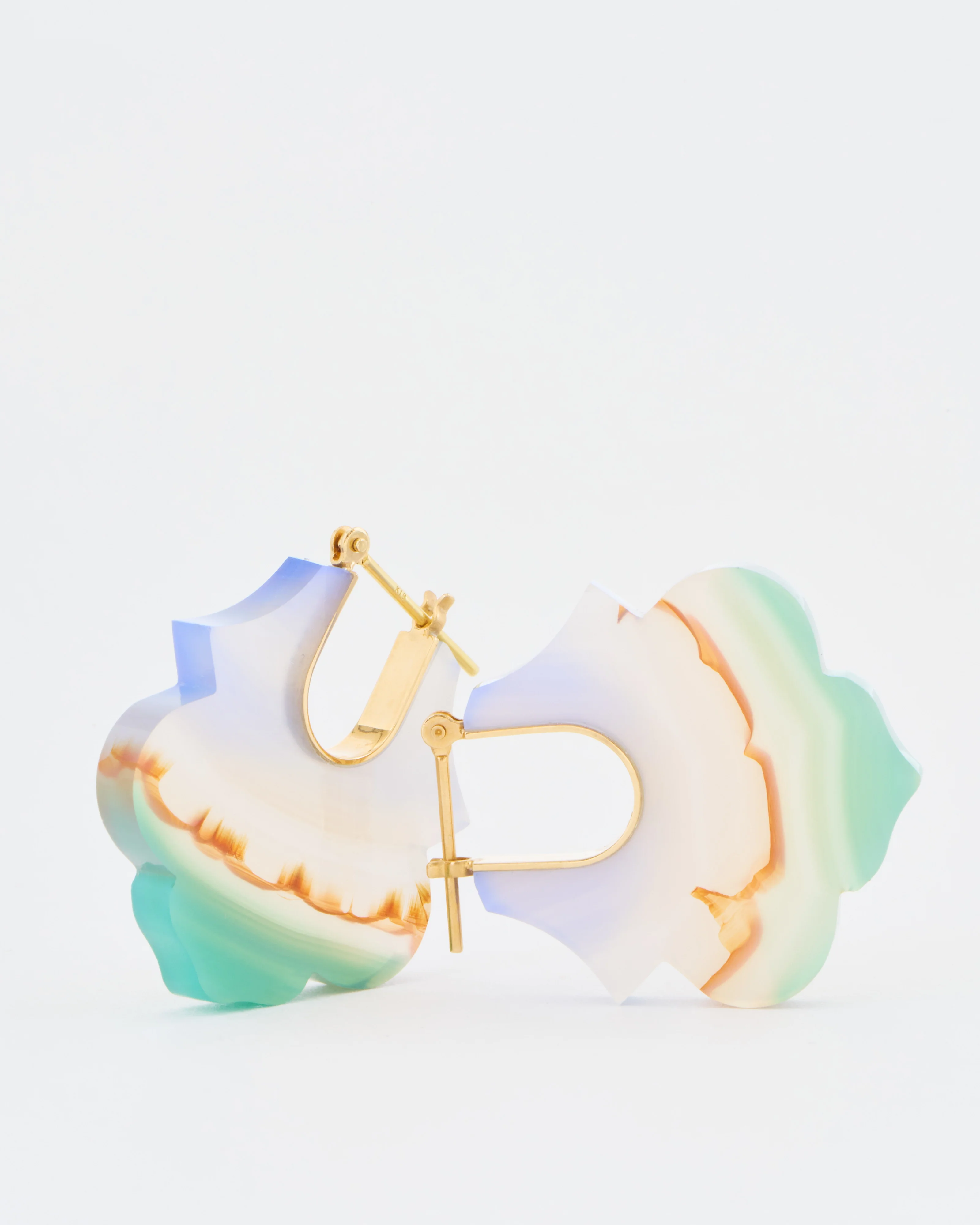 landscape agate lotus crest earrings - Image 4
