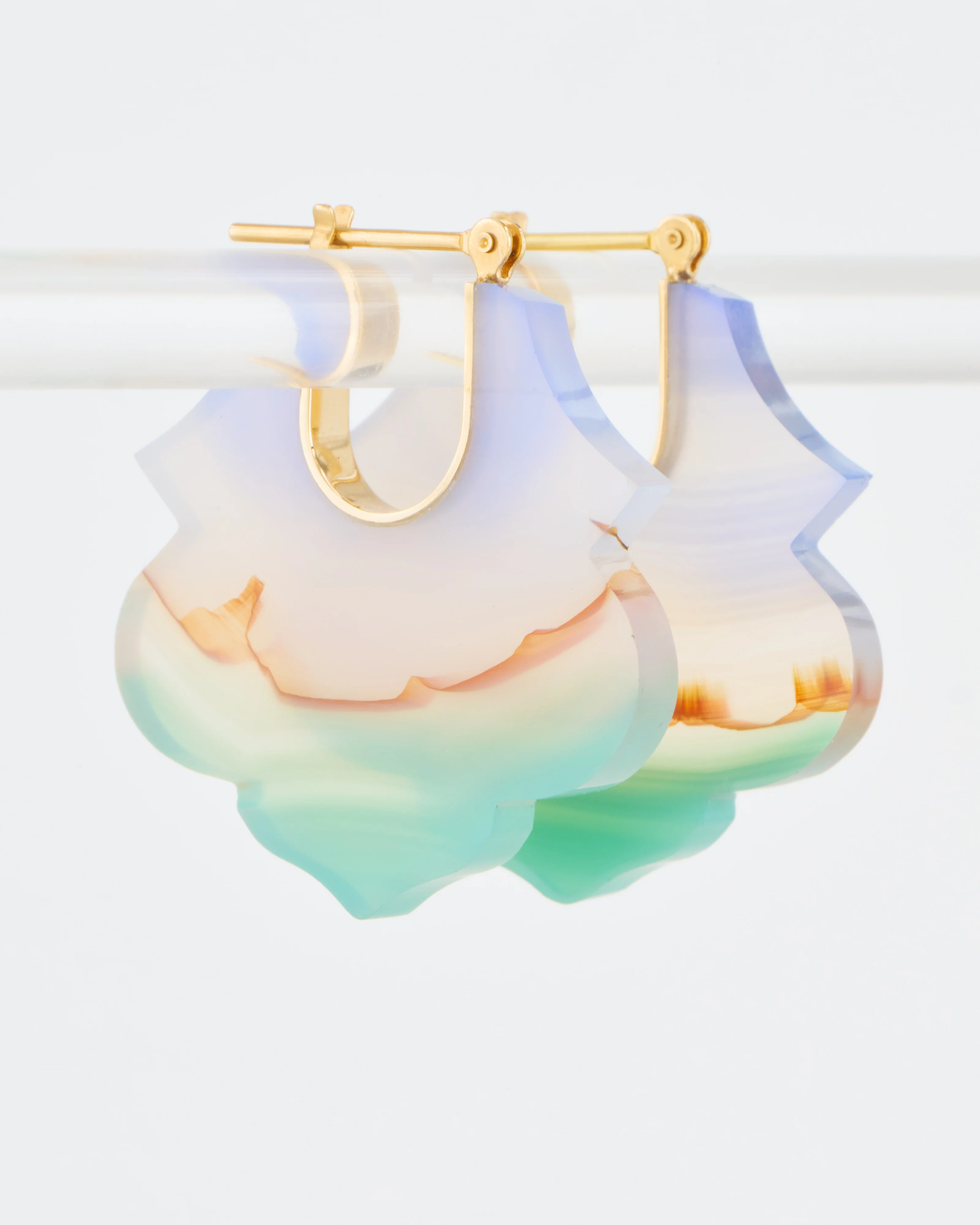 landscape agate lotus crest earrings - Image 5