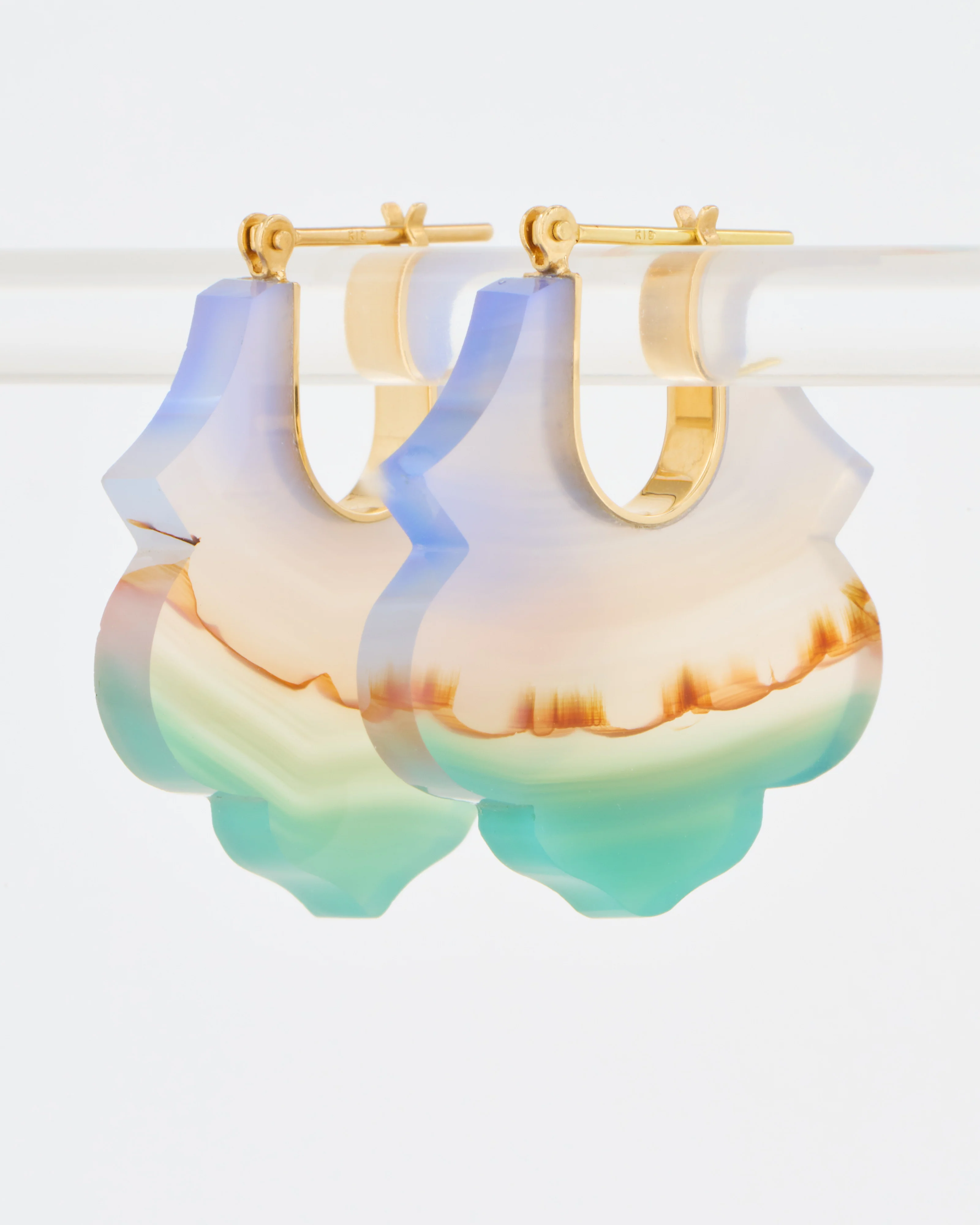 landscape agate lotus crest earrings - Image 6