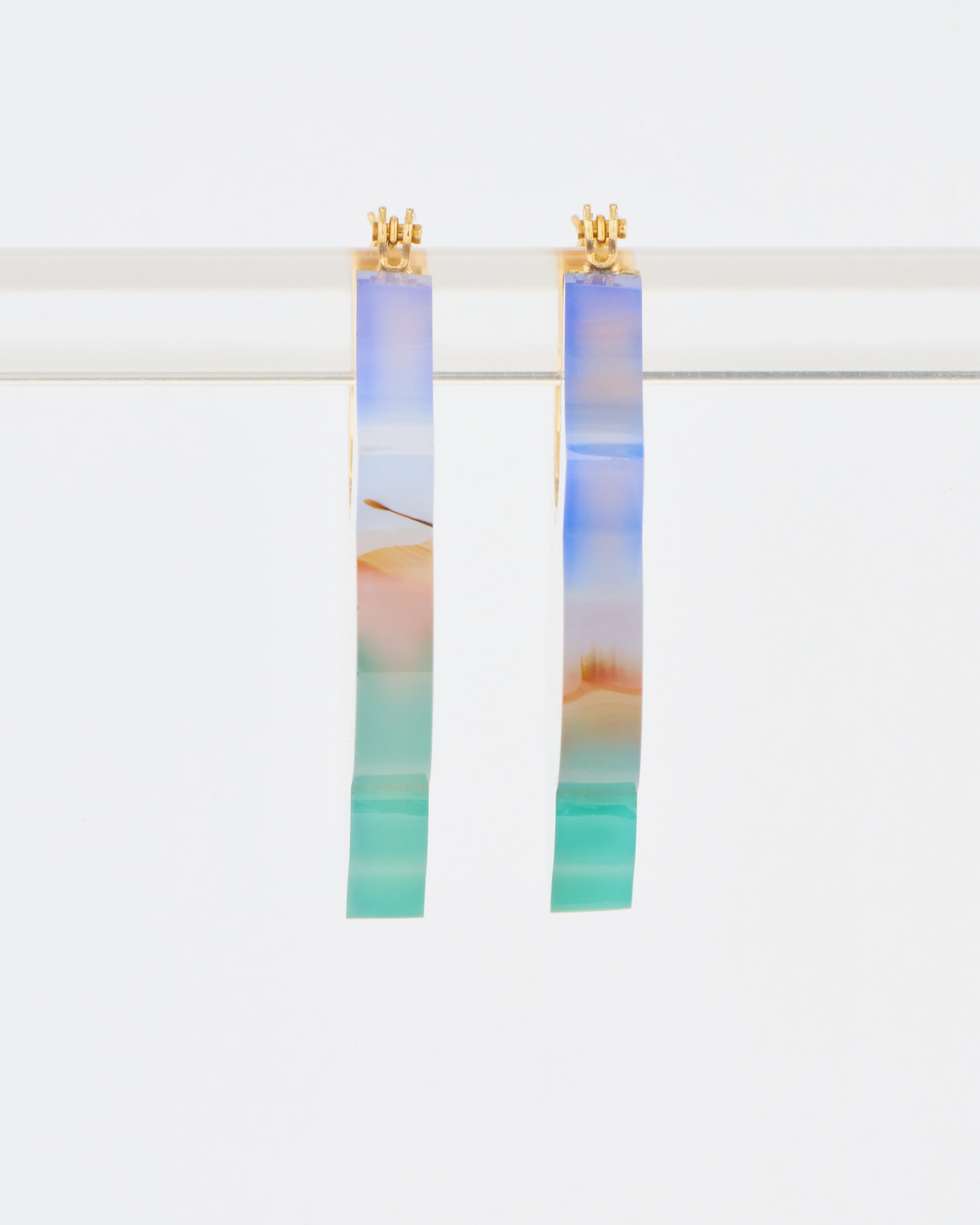 landscape agate lotus crest earrings - Image 7
