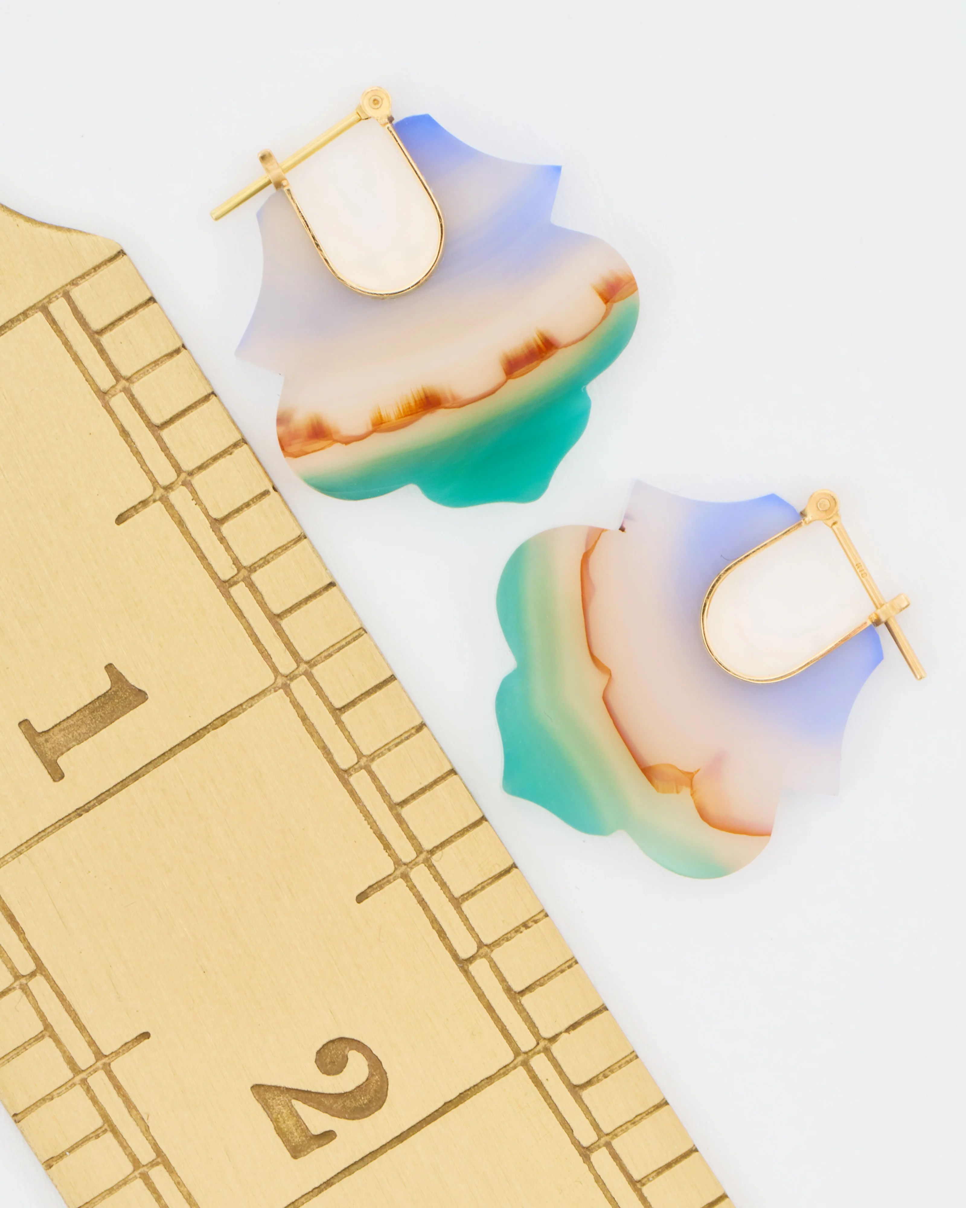 landscape agate lotus crest earrings - Image 8