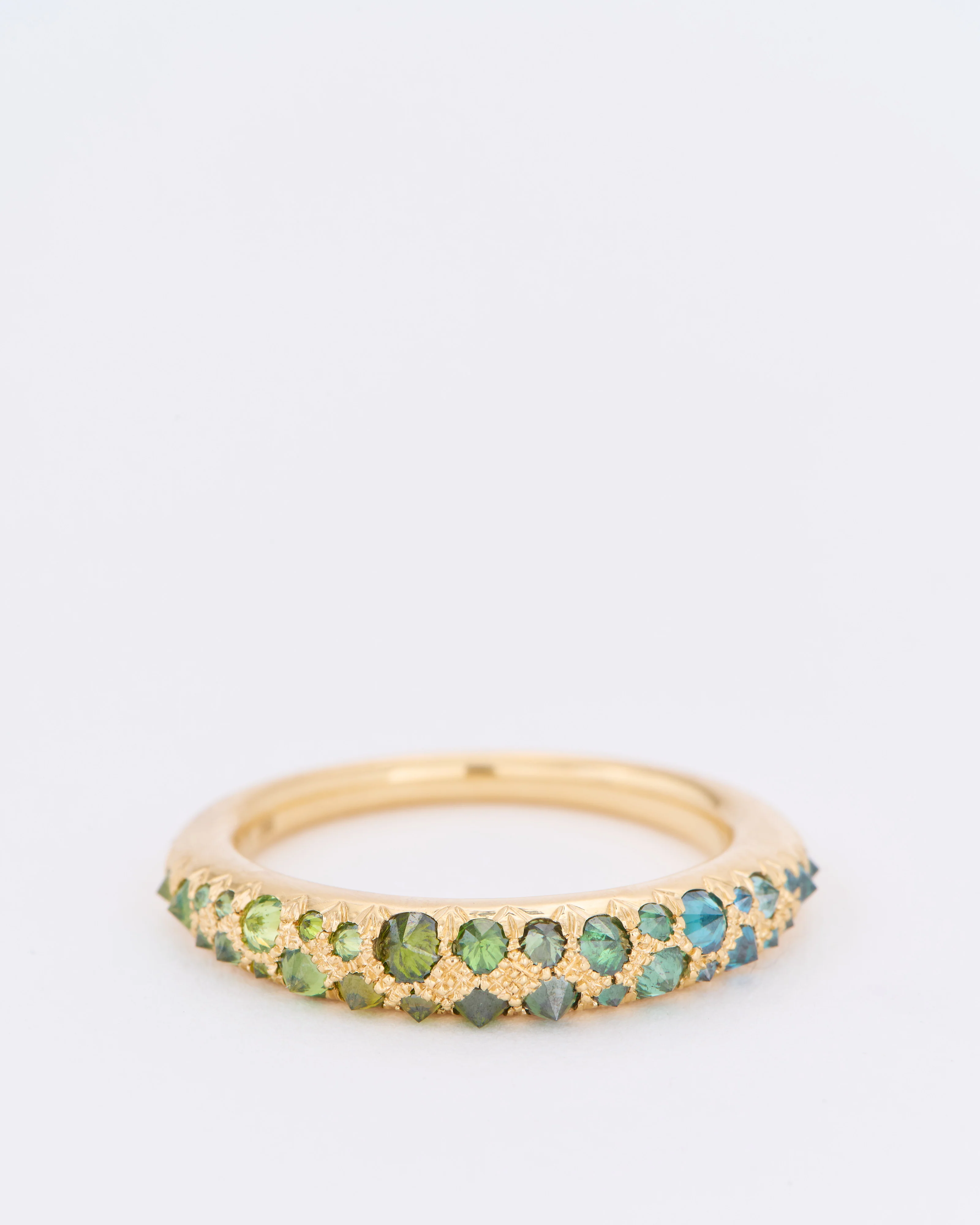 barbed green/blue diamond medium duomo ring
