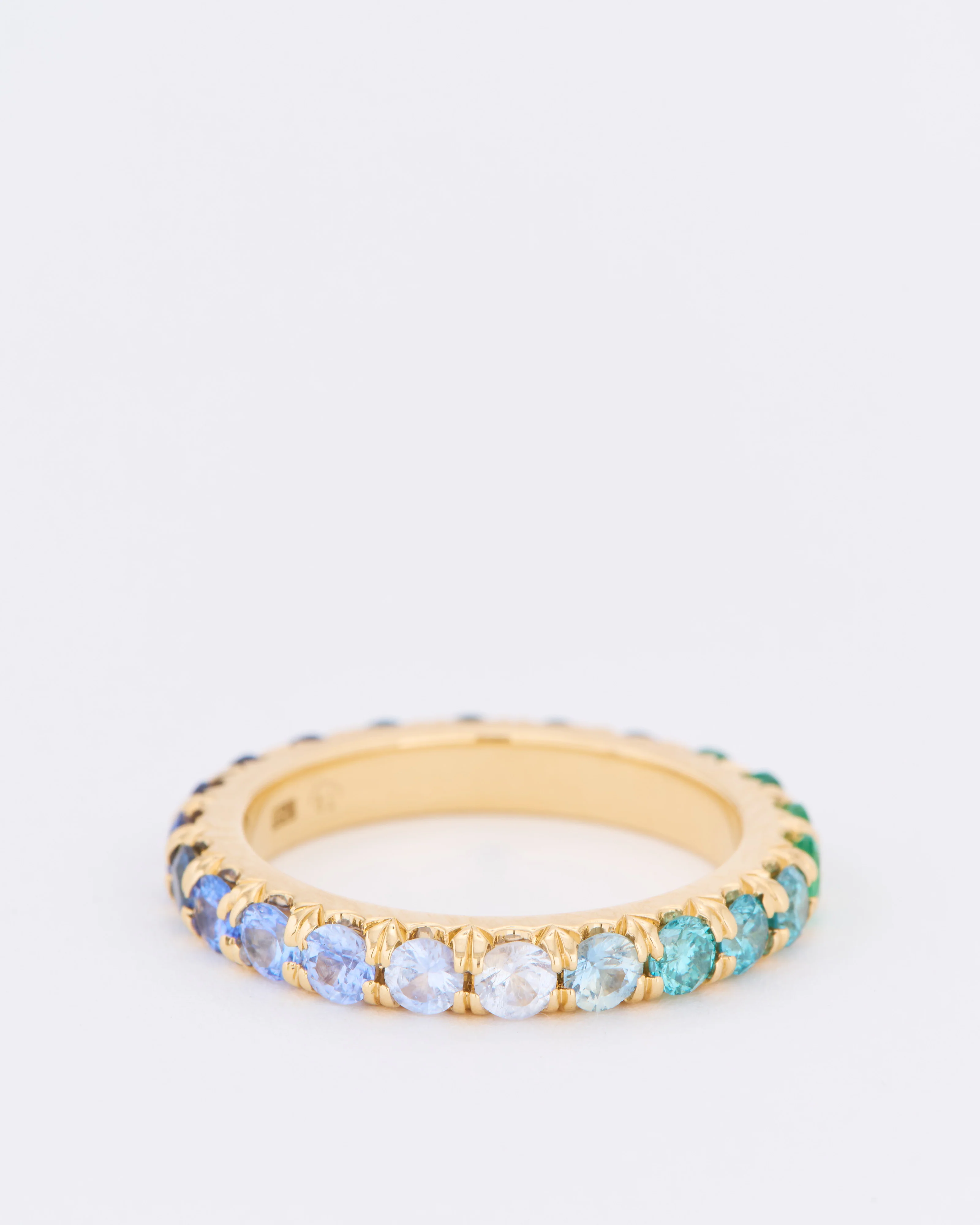 atlantic ombré sapphire, diamond, emerald full eternity ring - Image 2
