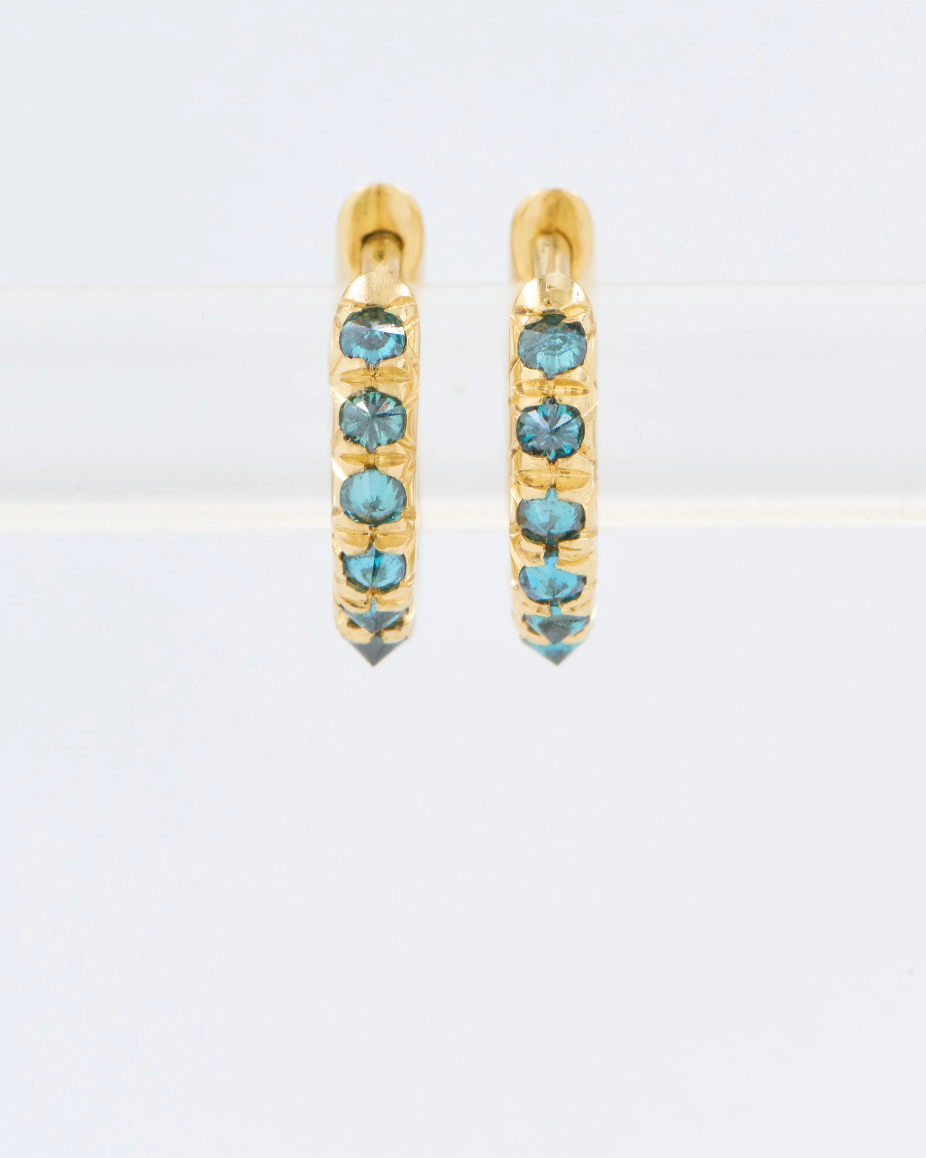 mini barbed diamond huggie hoops - Image 3