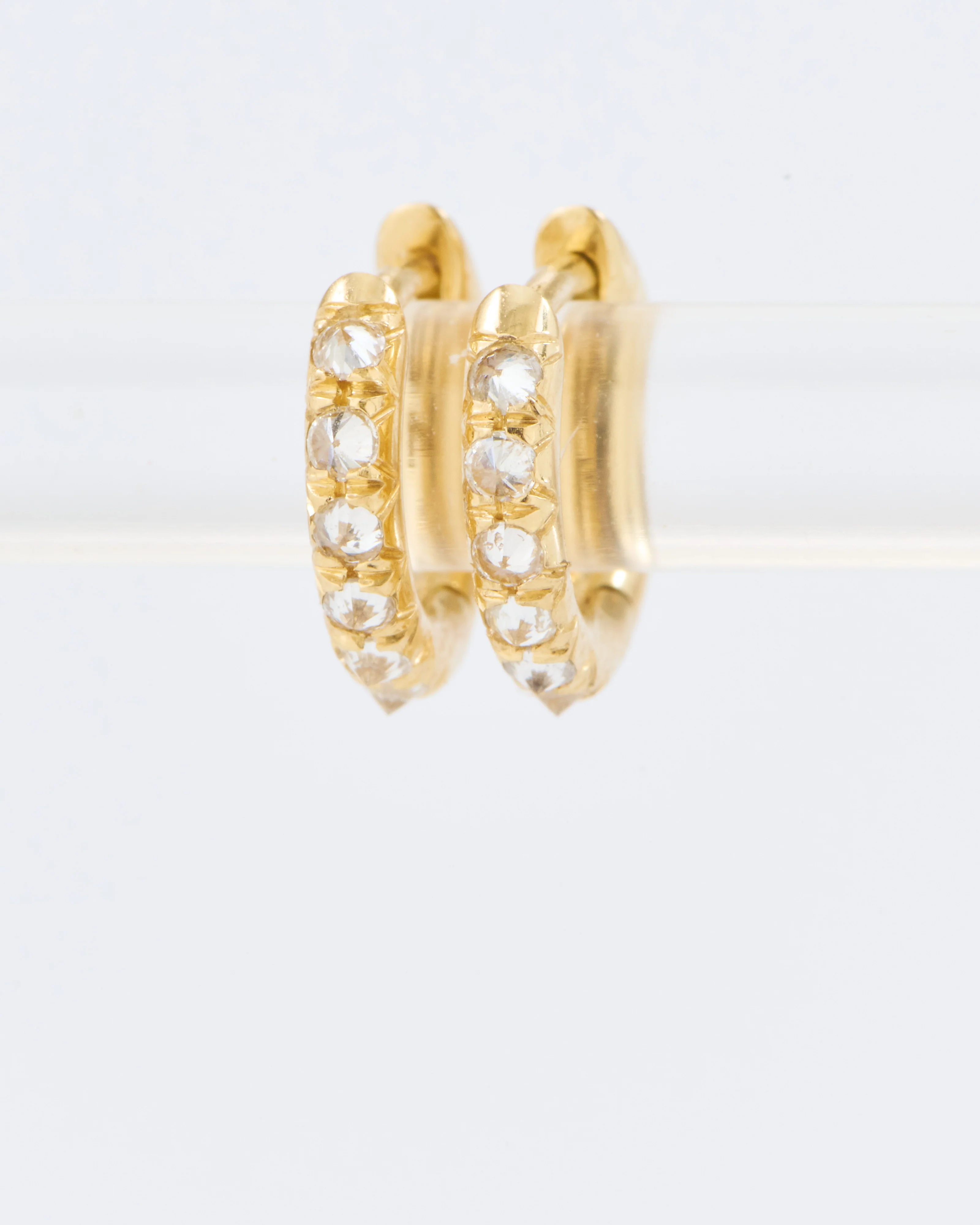 mini barbed diamond huggie hoops - Image 2