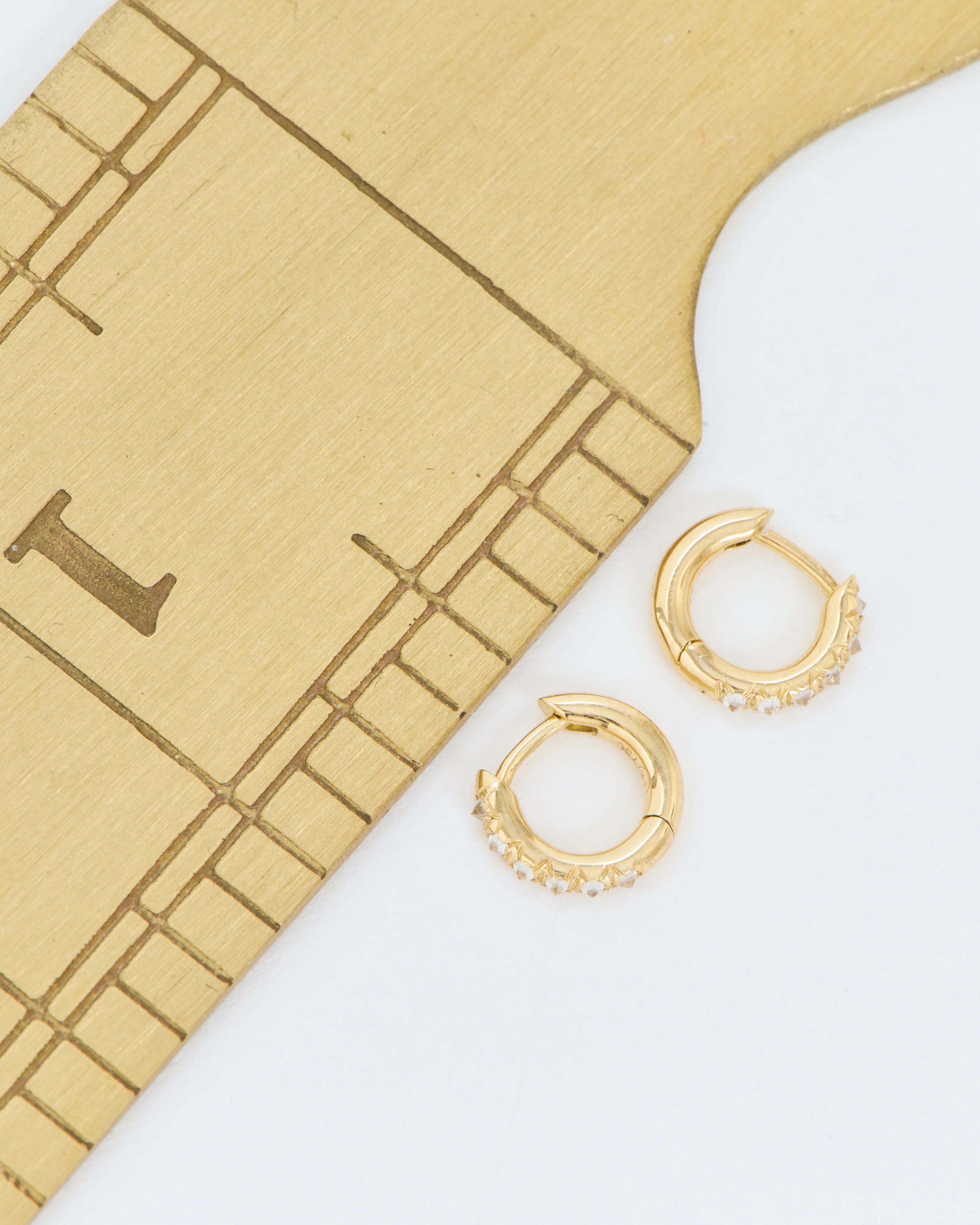 mini barbed diamond huggie hoops - Image 6