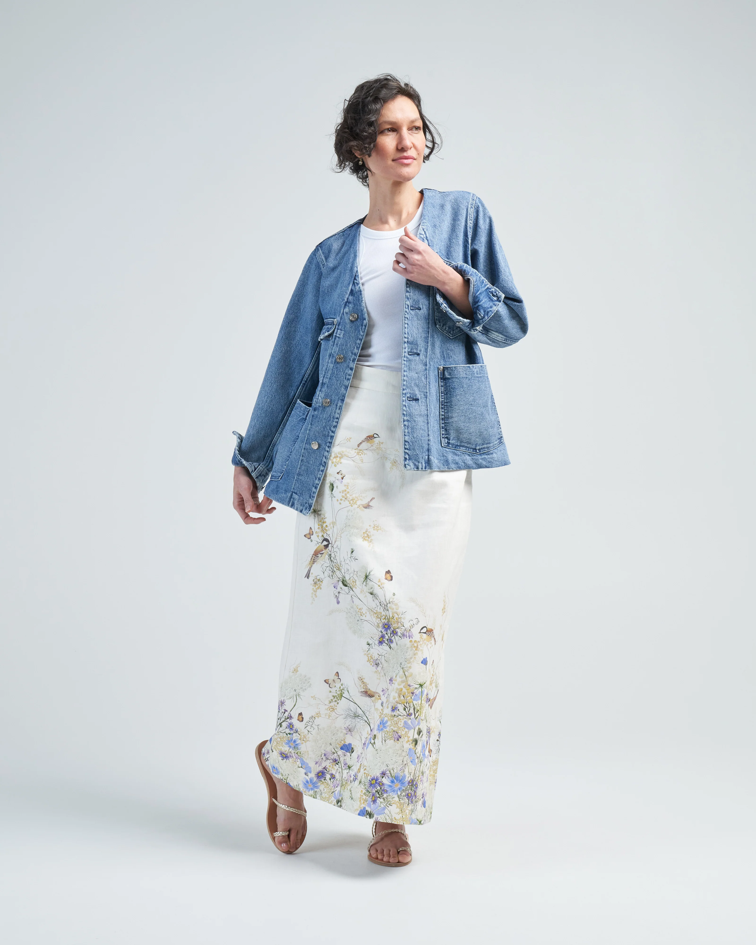 no collar work jean jacket - Image 2