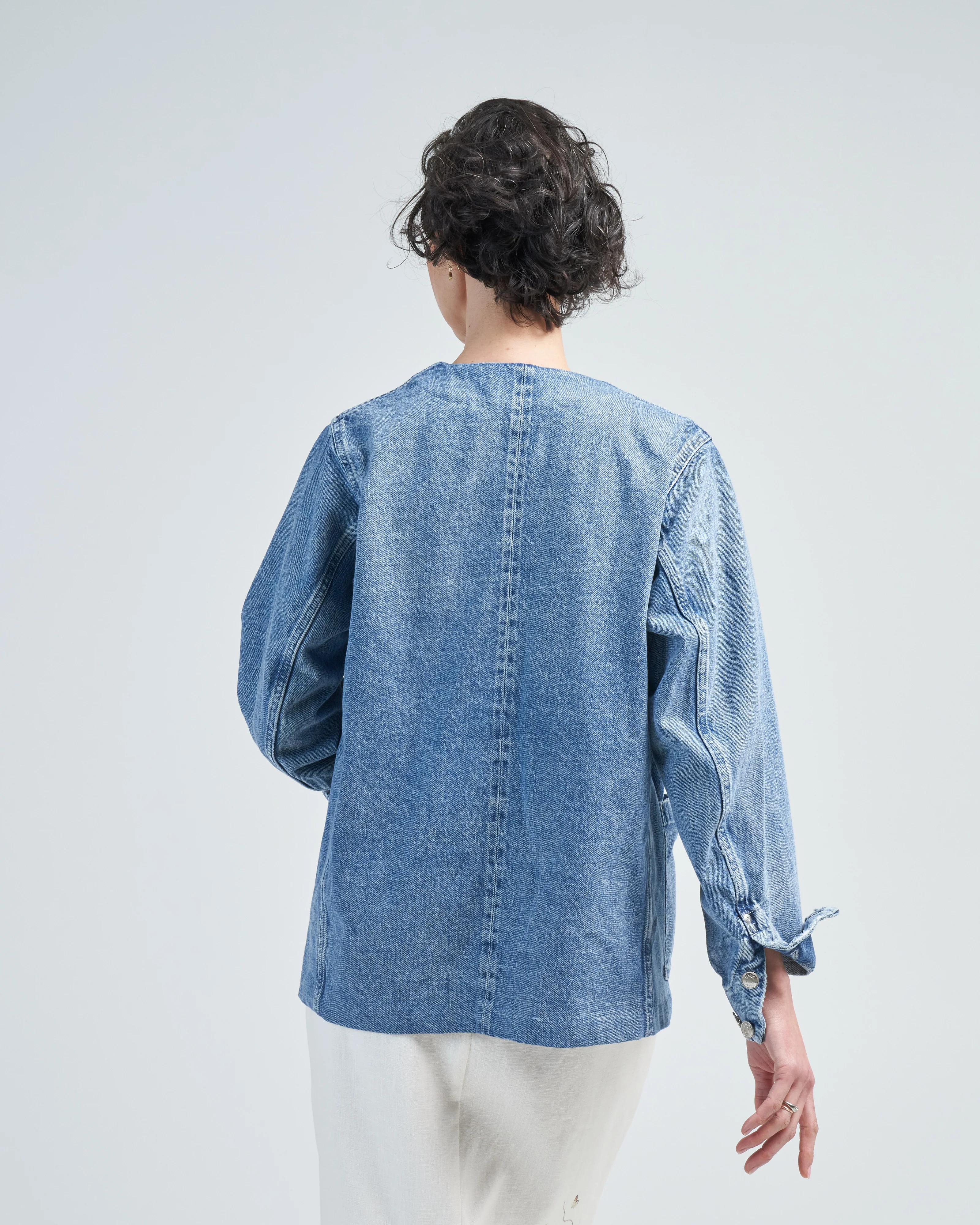 no collar work jean jacket - Image 4