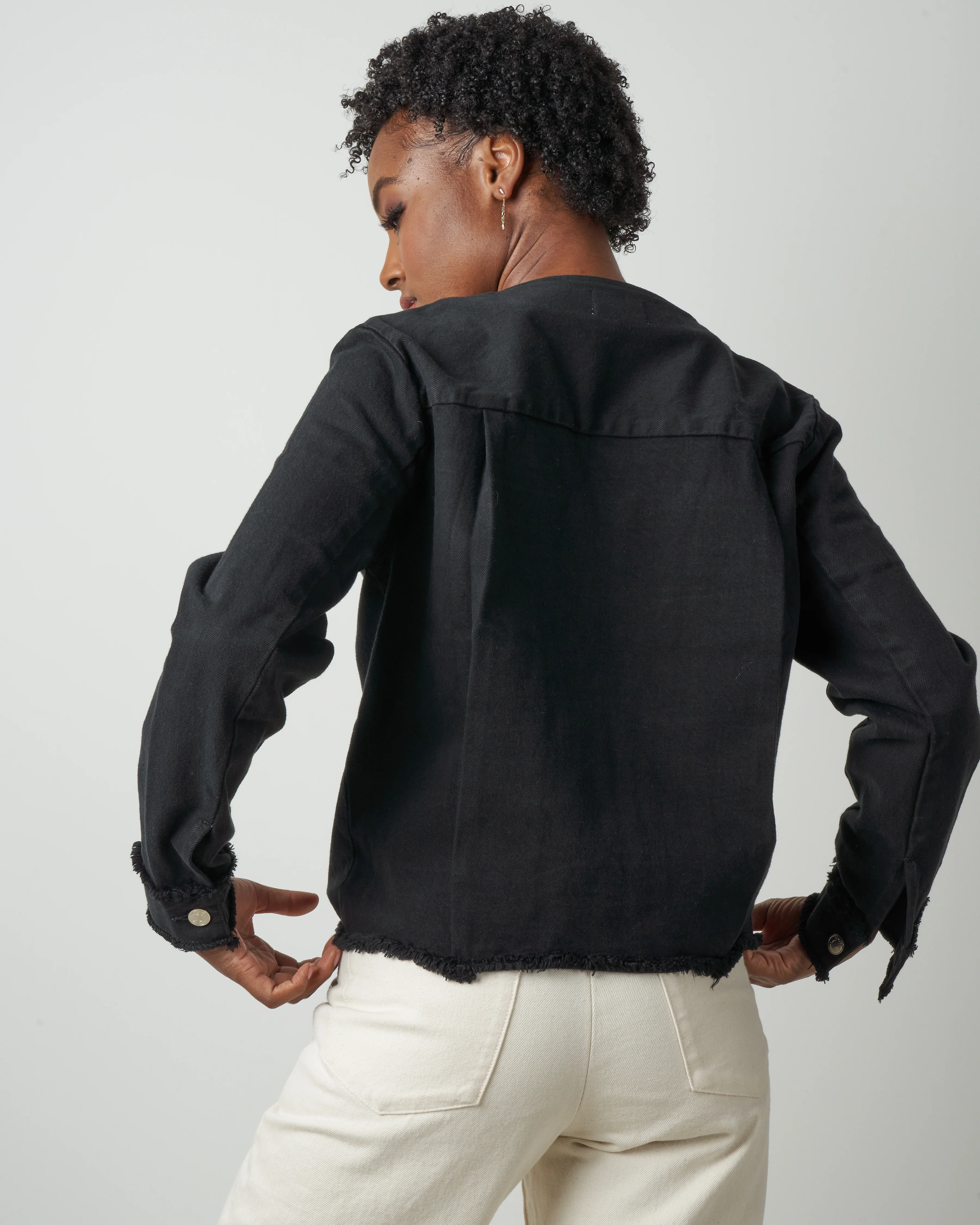 unfinished 1-2-3 jean jacket - used black - Image 3