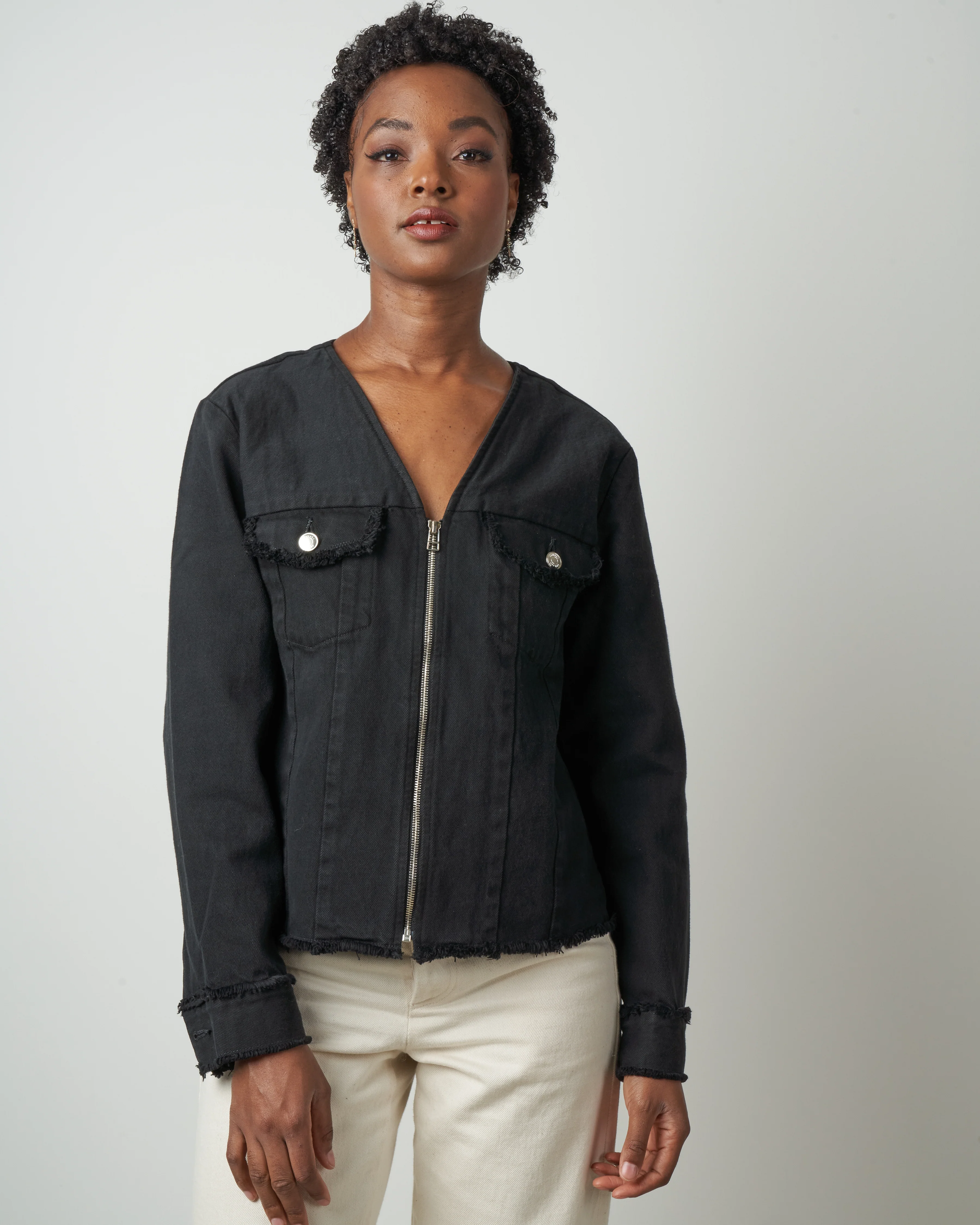 unfinished 1-2-3 jean jacket - used black - Image 4