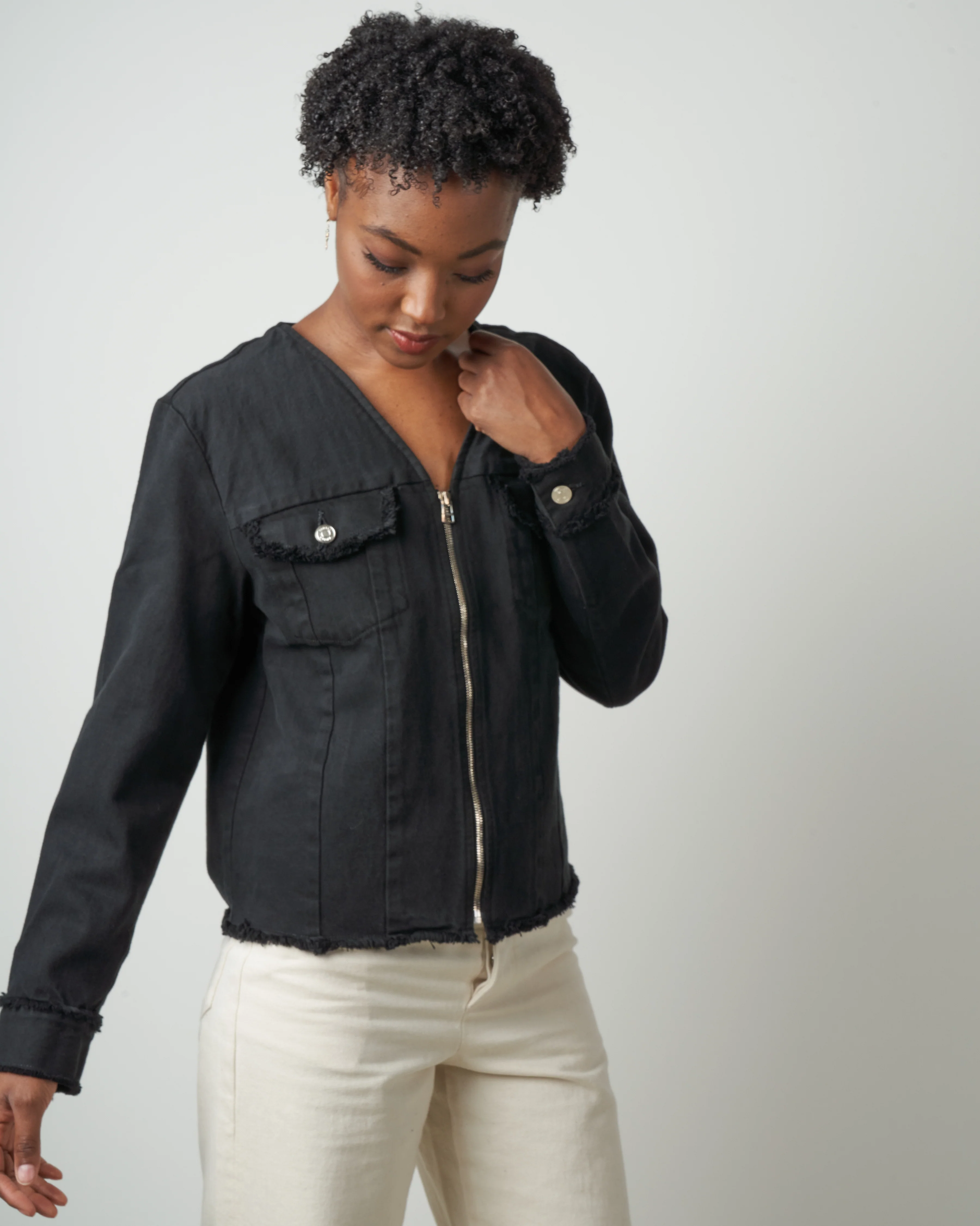 unfinished 1-2-3 jean jacket - used black - Image 5