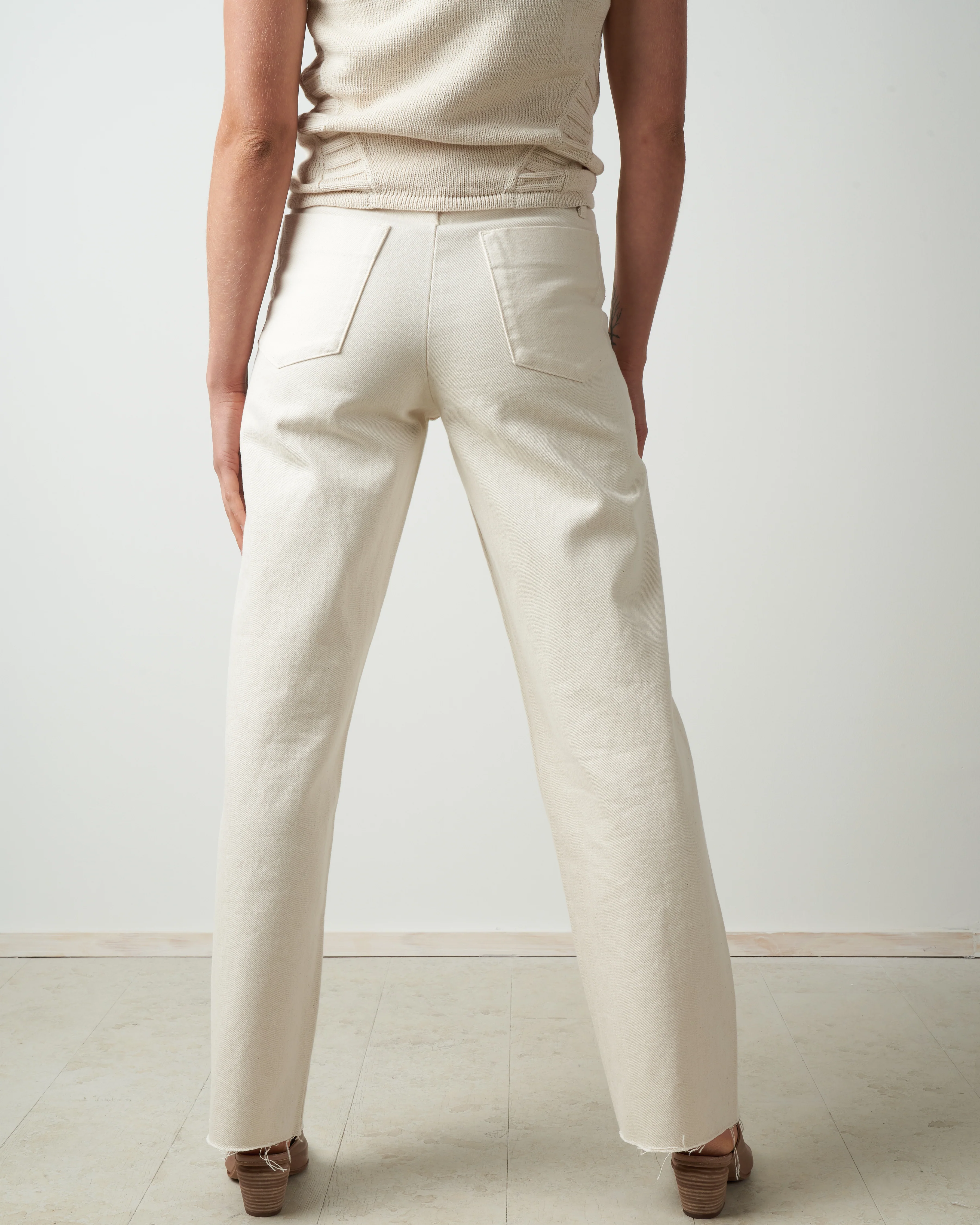 unfinished dad jean - raw white - Image 4