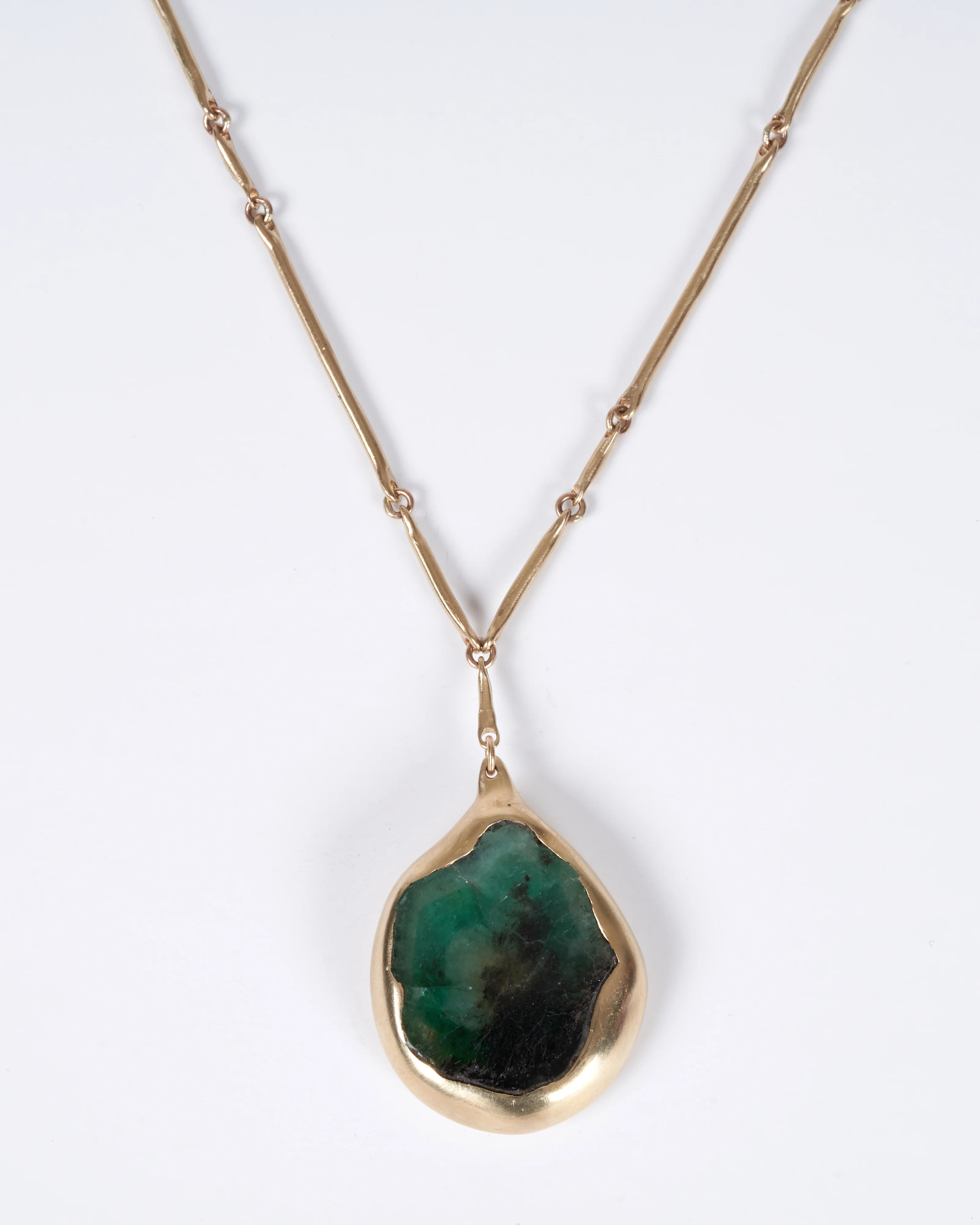 10k gold emerald pendant, 18" - green/gold - Image 2