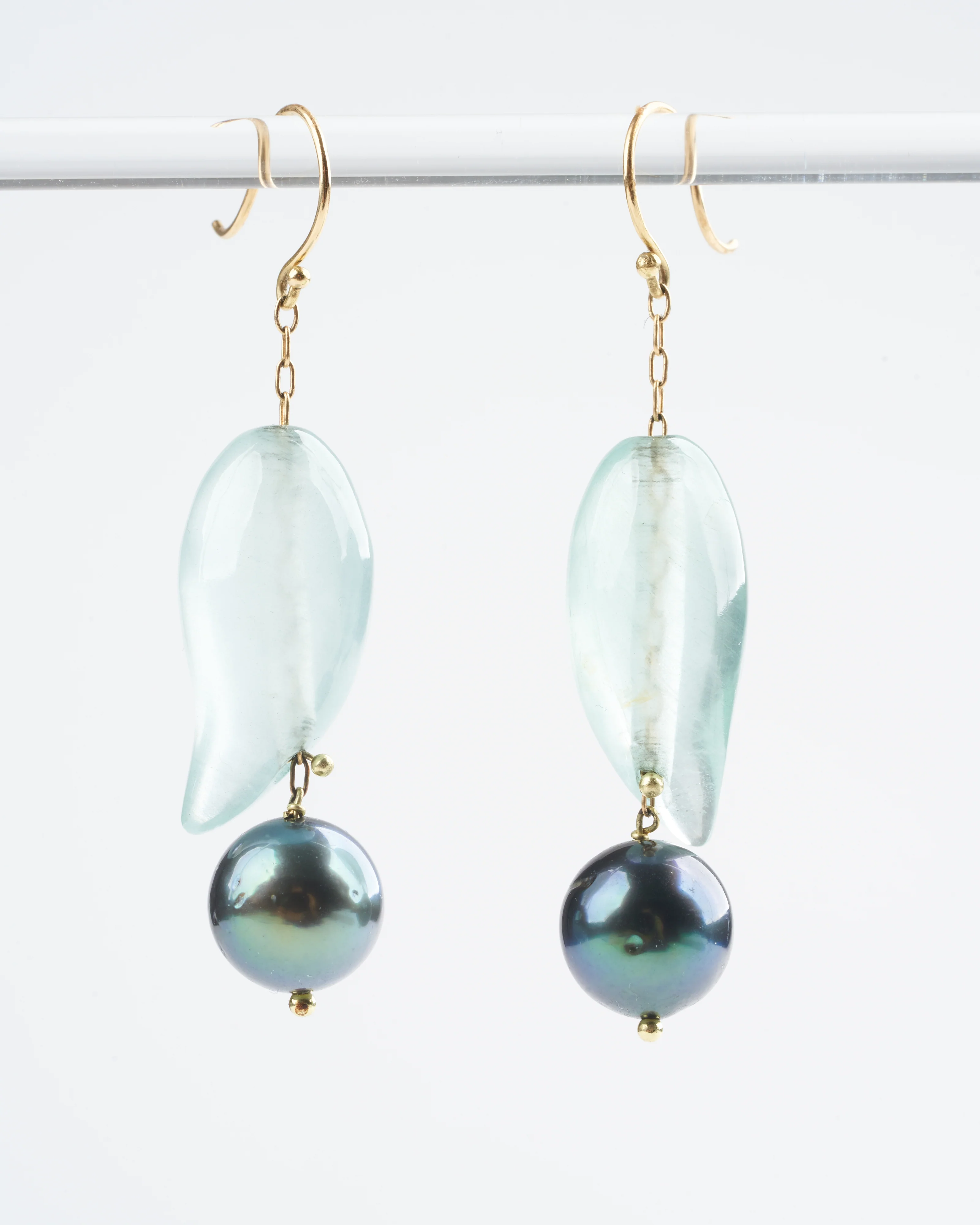 aquamarine and pearl earring - blue/grey - Image 2