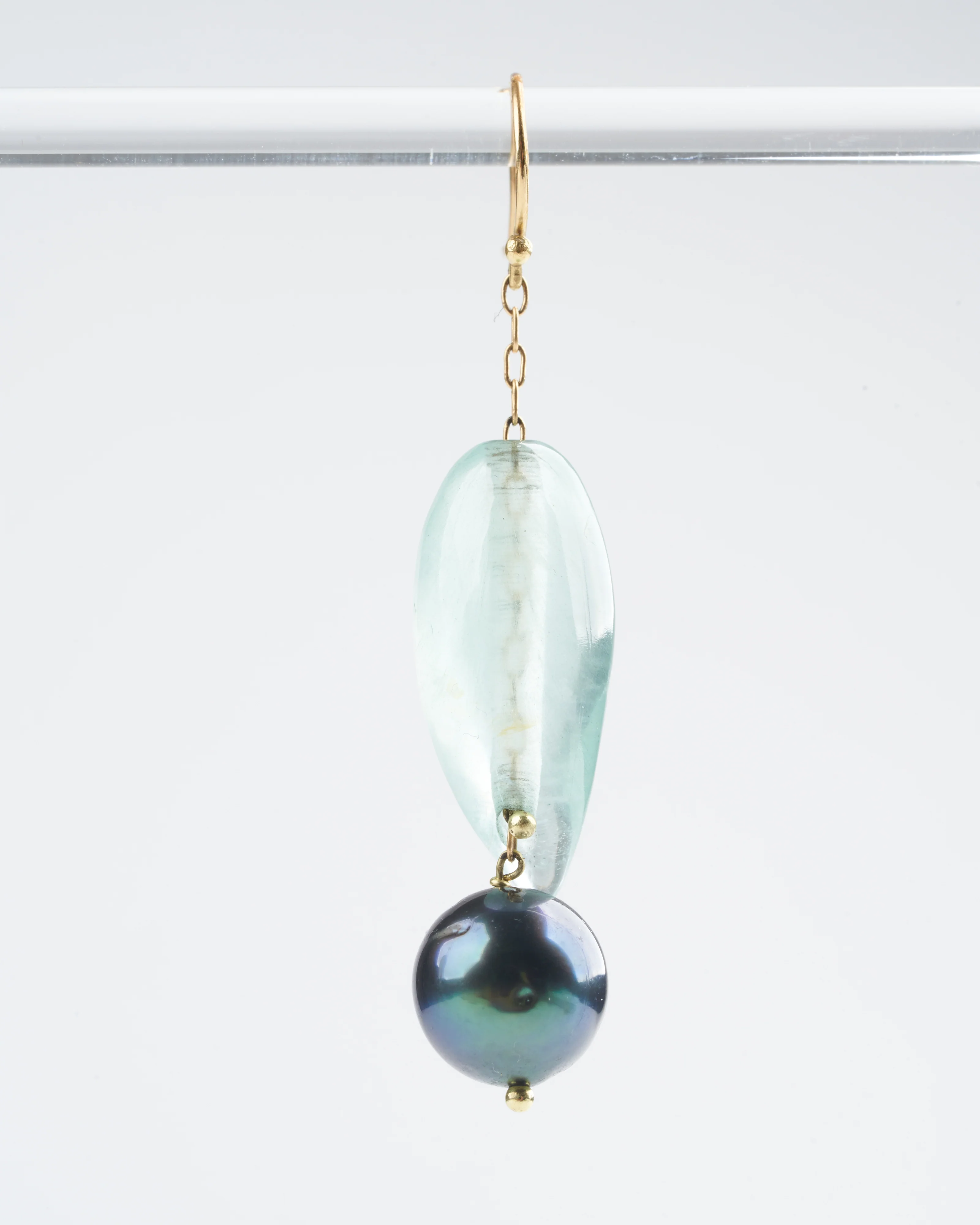 aquamarine and pearl earring - blue/grey - Image 3