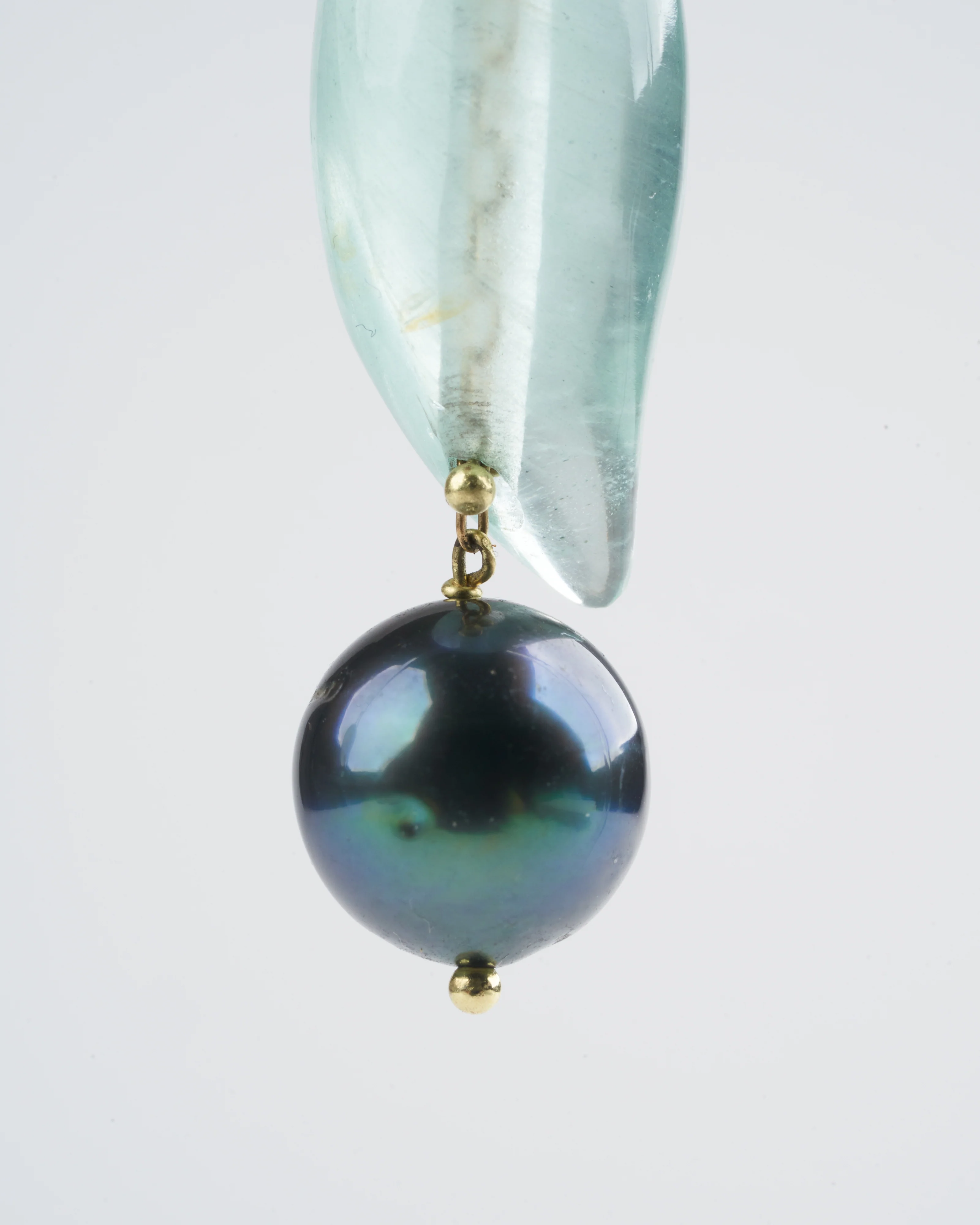 aquamarine and pearl earring - blue/grey - Image 4