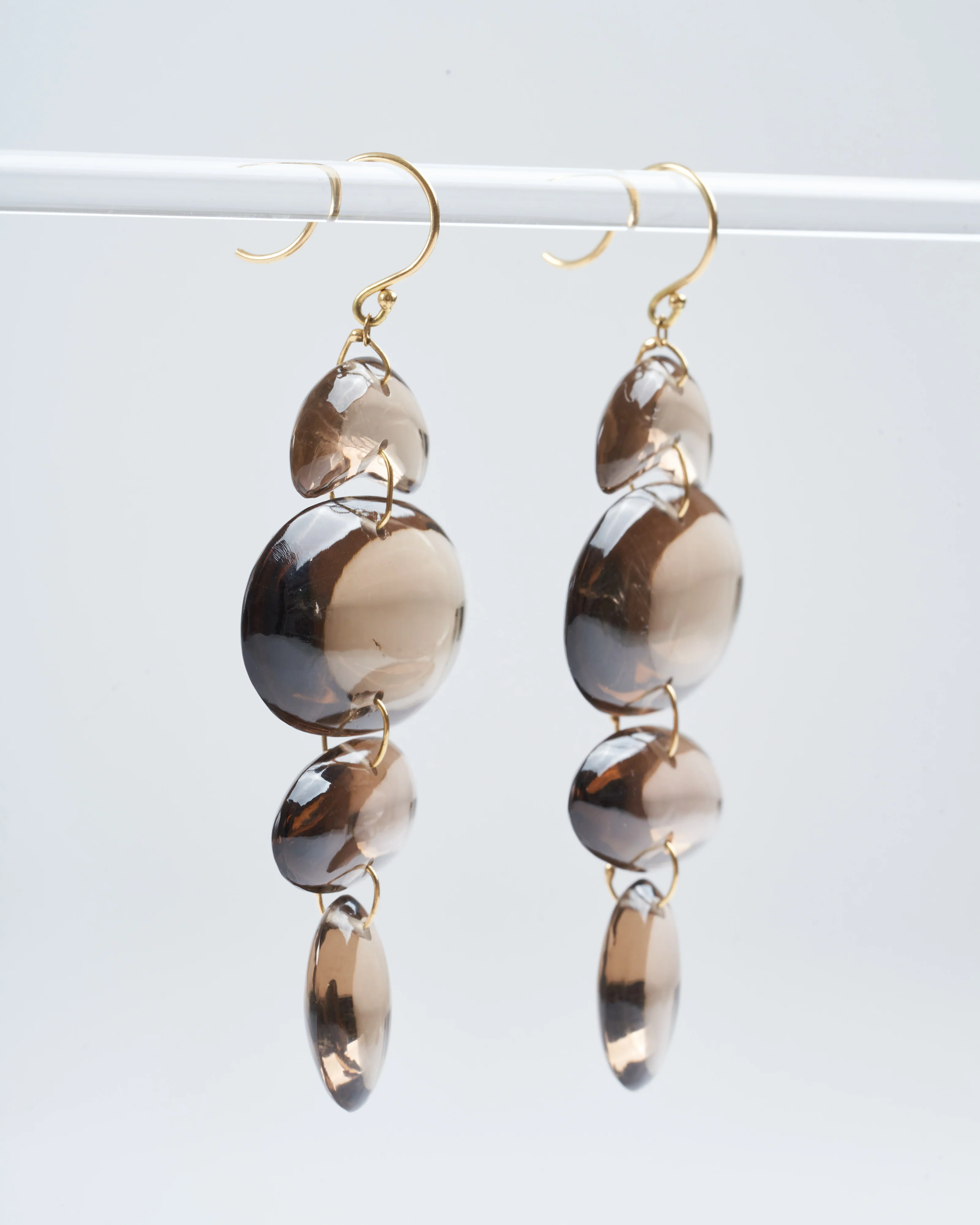 small oval totem smokey quartz earrings - smoky quartz - Image 2