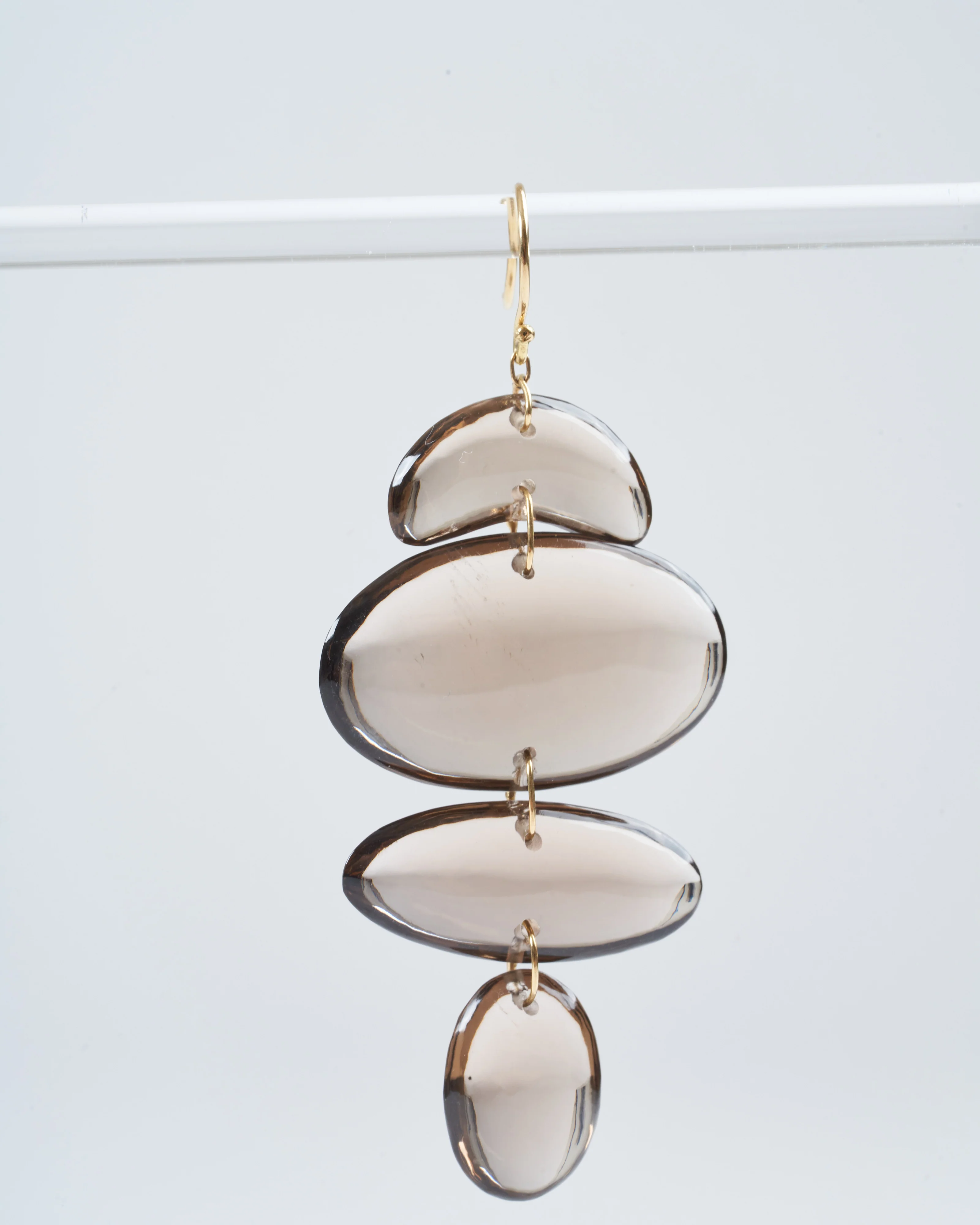 small oval totem smokey quartz earrings - smoky quartz - Image 3