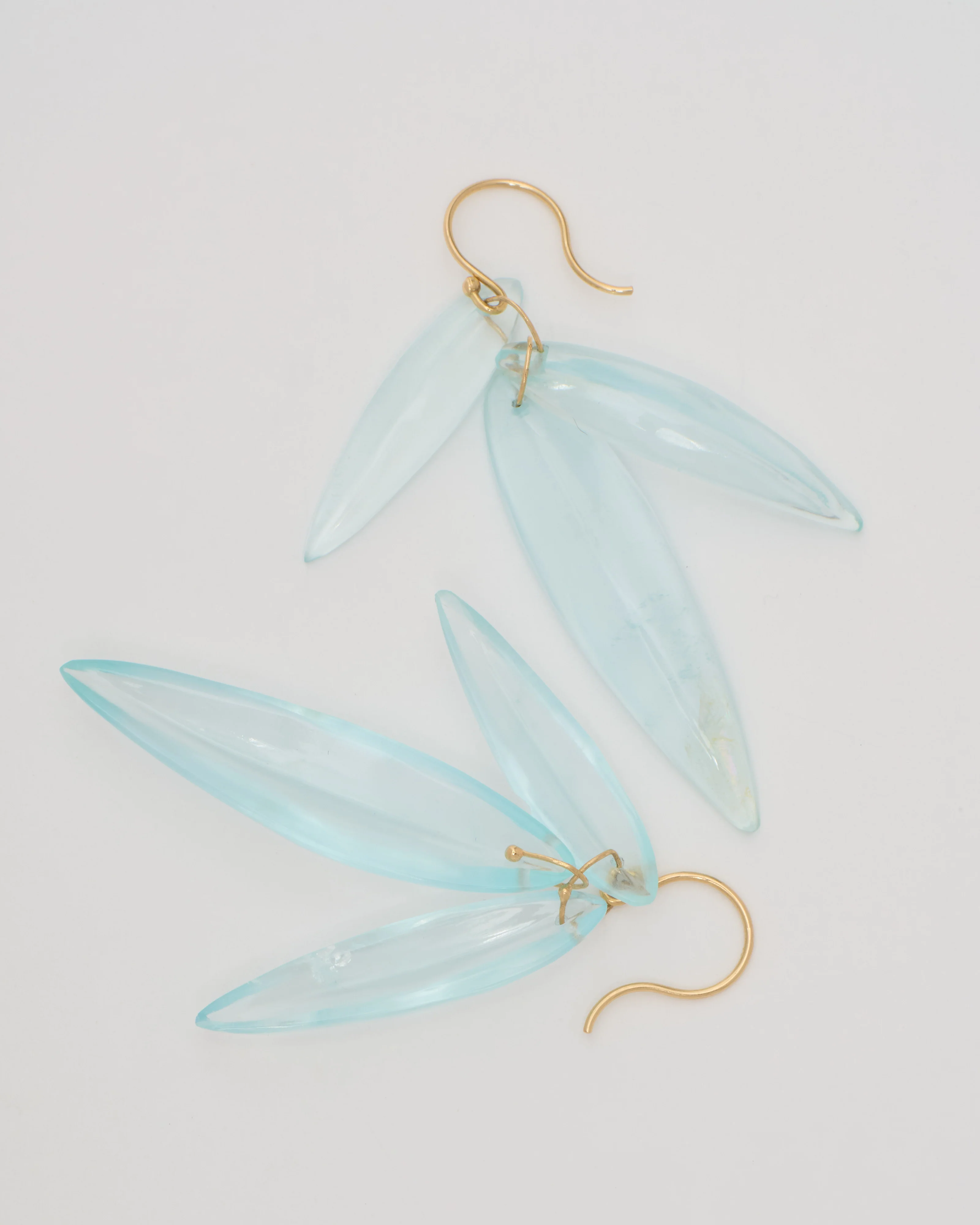 aquamarine cut stone leaf earrings - Image 2