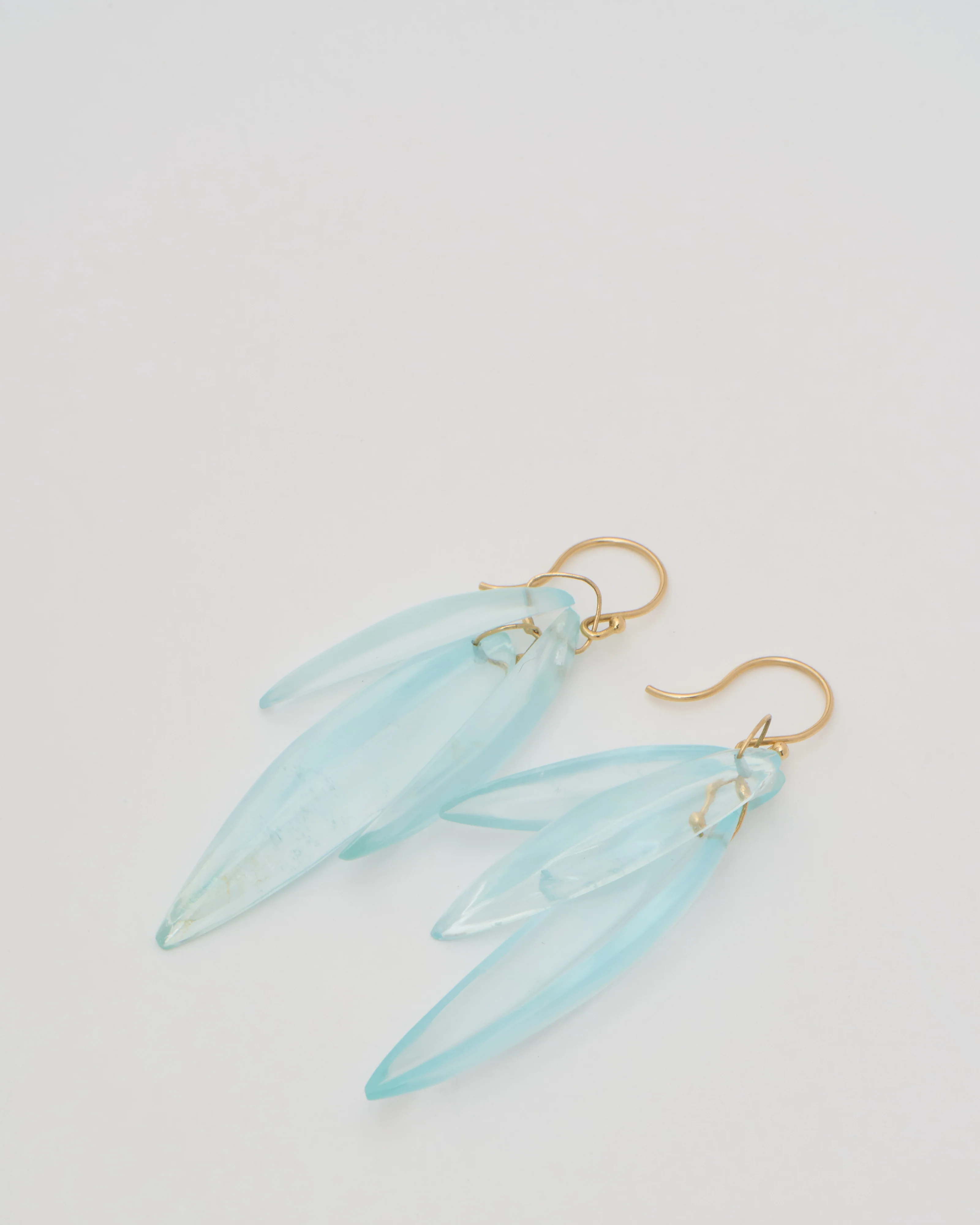 aquamarine cut stone leaf earrings - Image 3