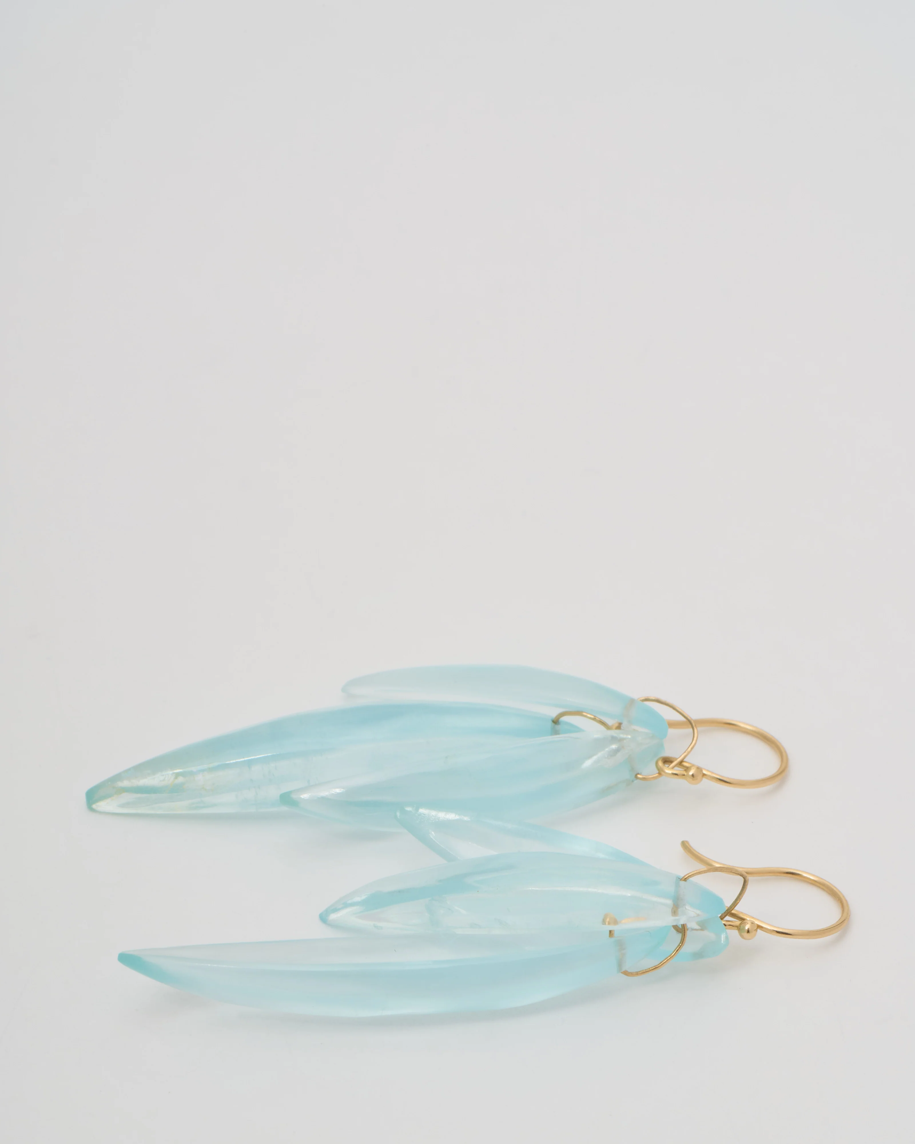aquamarine cut stone leaf earrings - Image 4