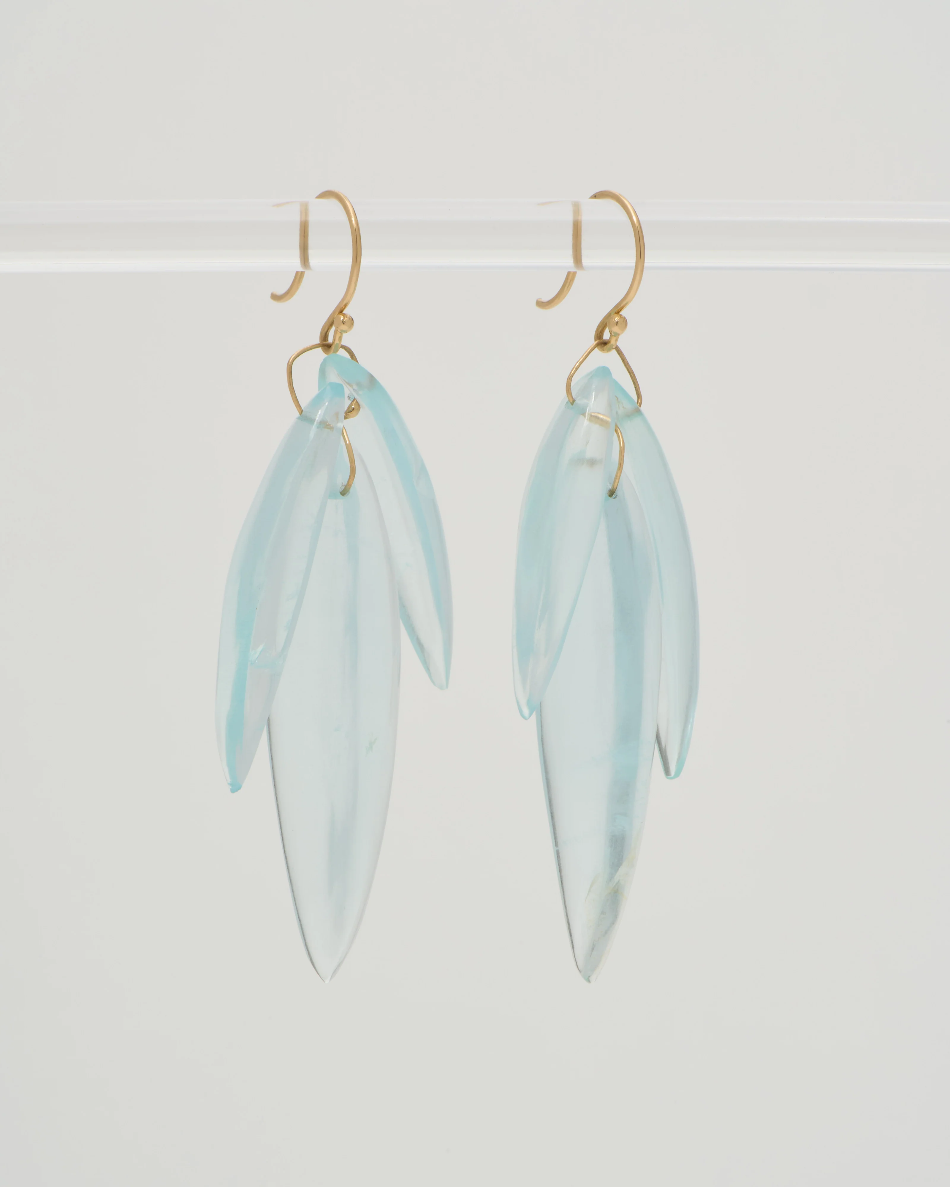 aquamarine cut stone leaf earrings - Image 5