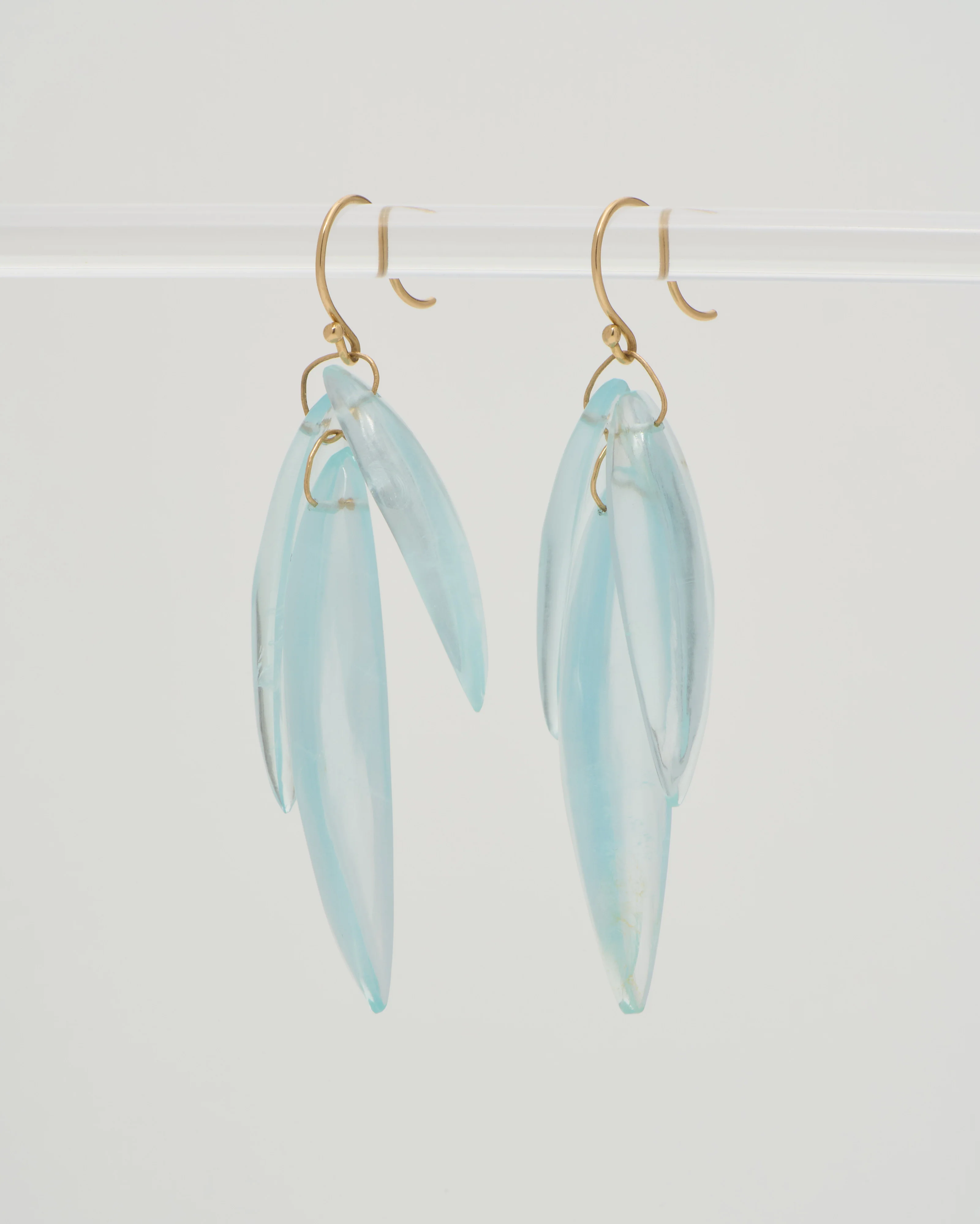 aquamarine cut stone leaf earrings - Image 6