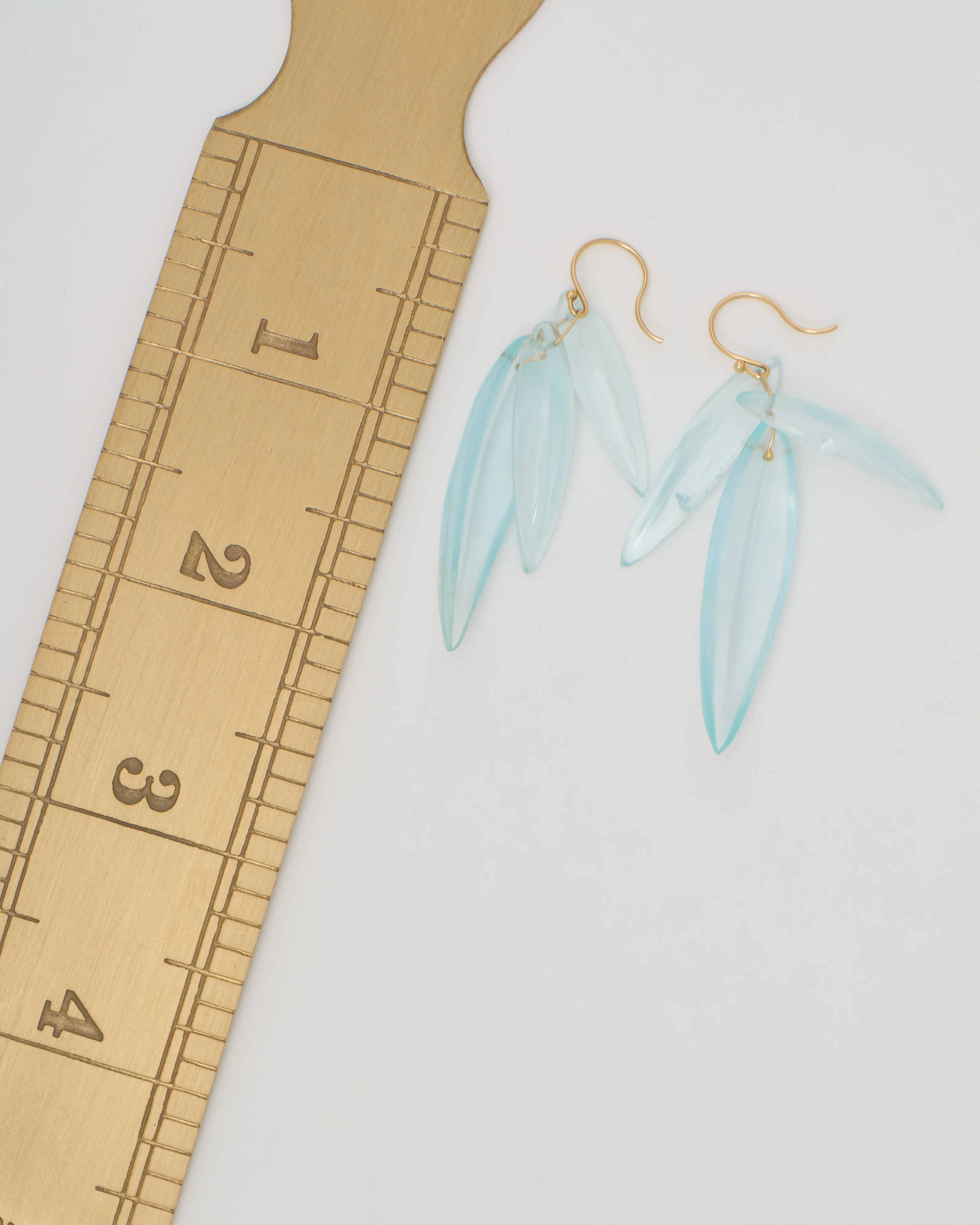 aquamarine cut stone leaf earrings - Image 7