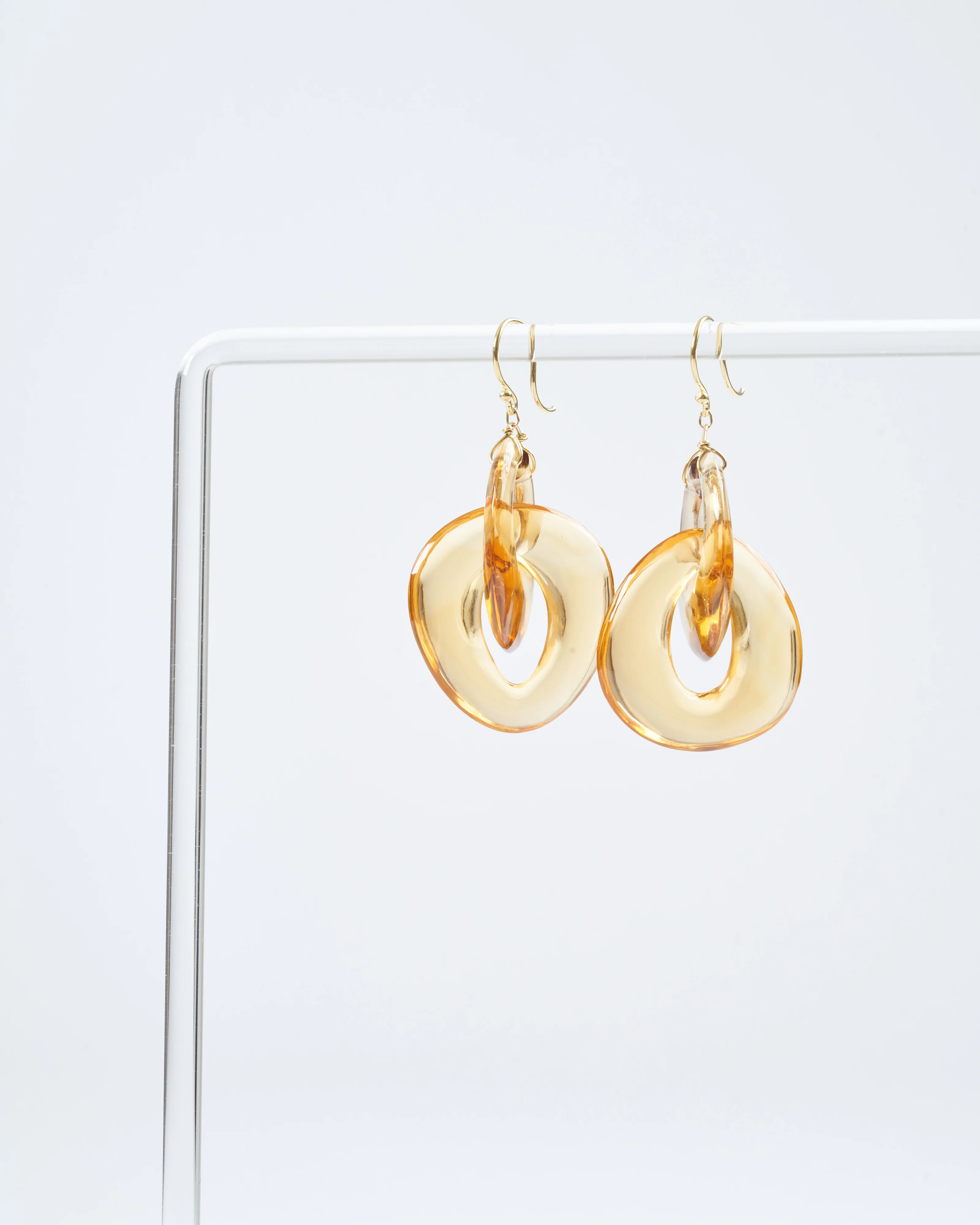 citrine cut stone peacock link earrings - citrine