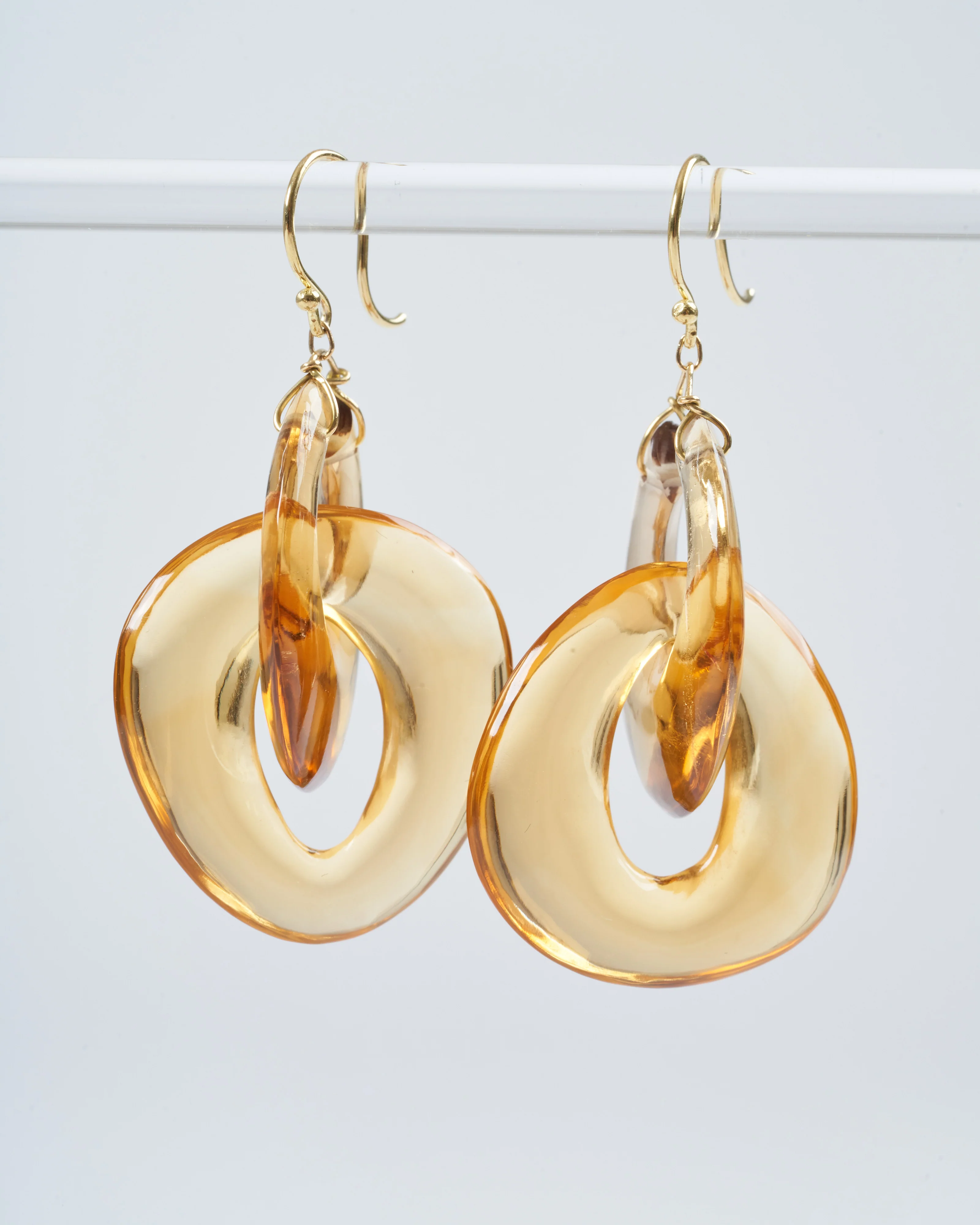 citrine cut stone peacock link earrings - citrine - Image 2