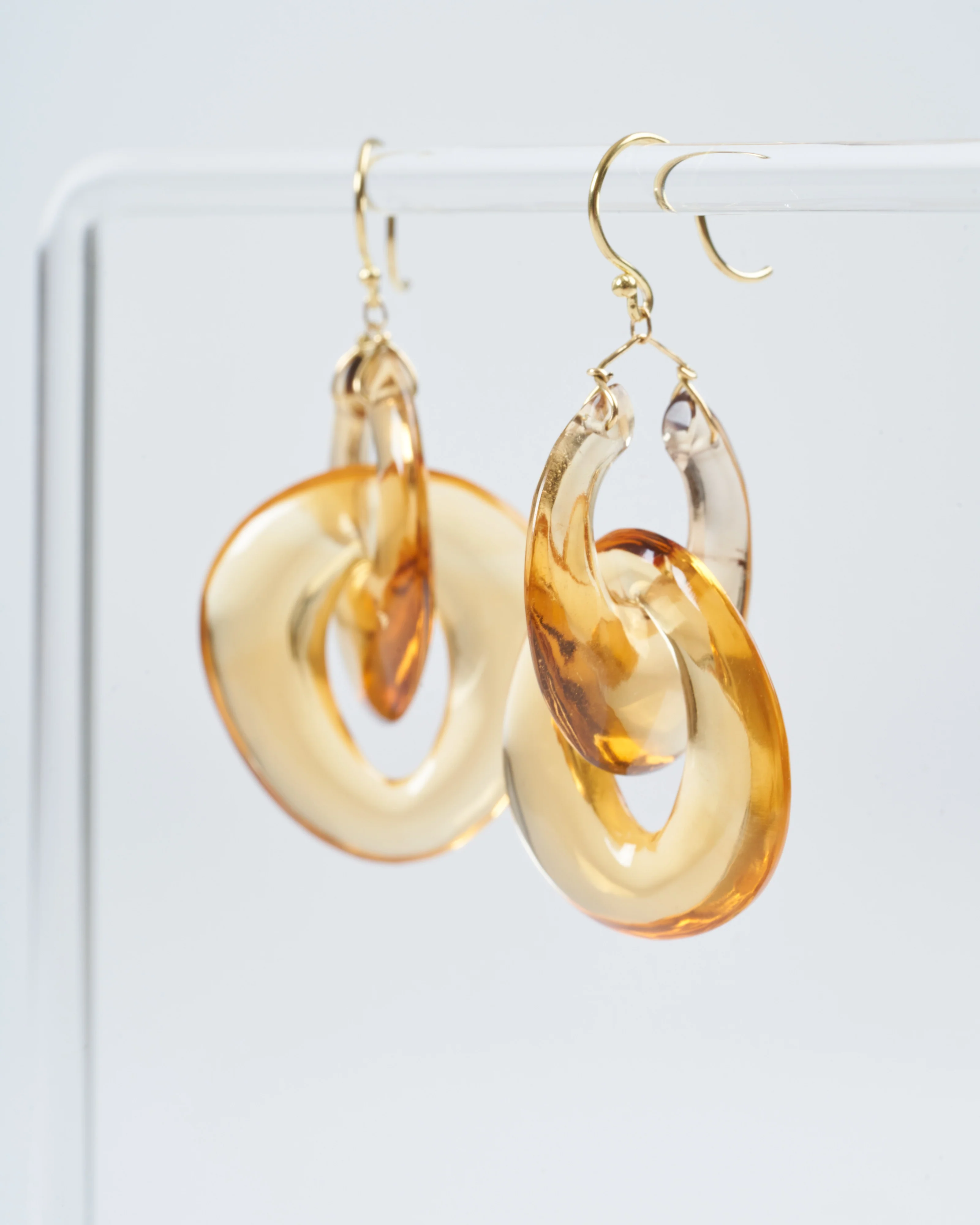 citrine cut stone peacock link earrings - citrine - Image 4