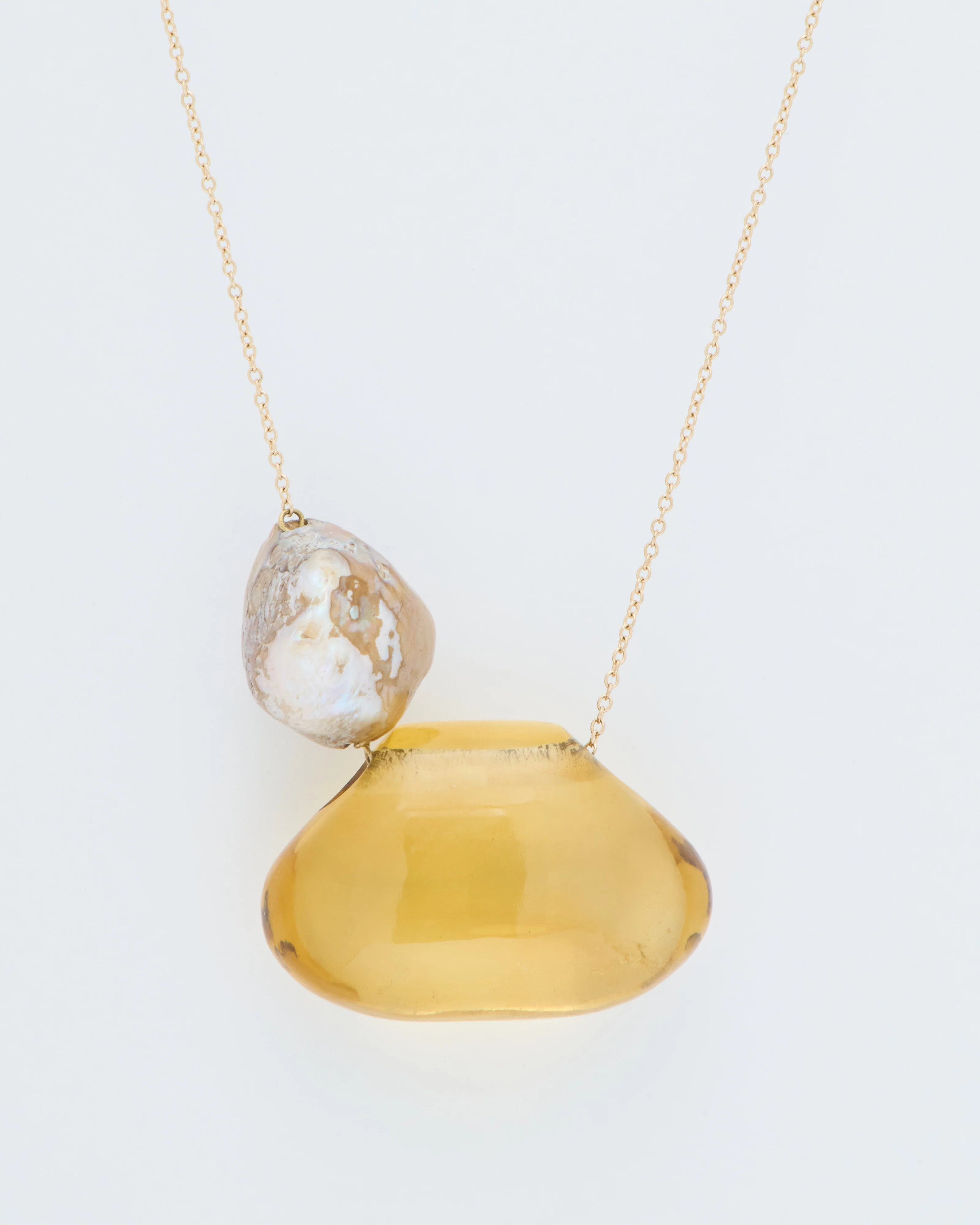 citrine tapiz bead and pearl necklace - Image 2