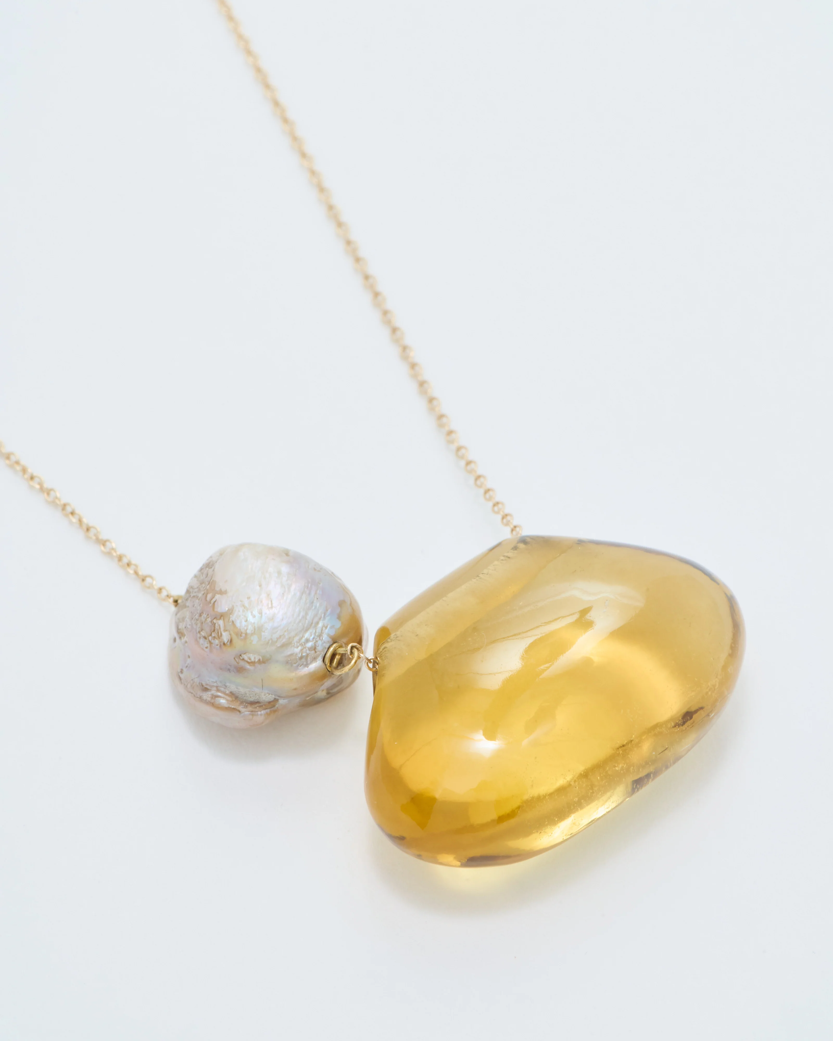citrine tapiz bead and pearl necklace - Image 4