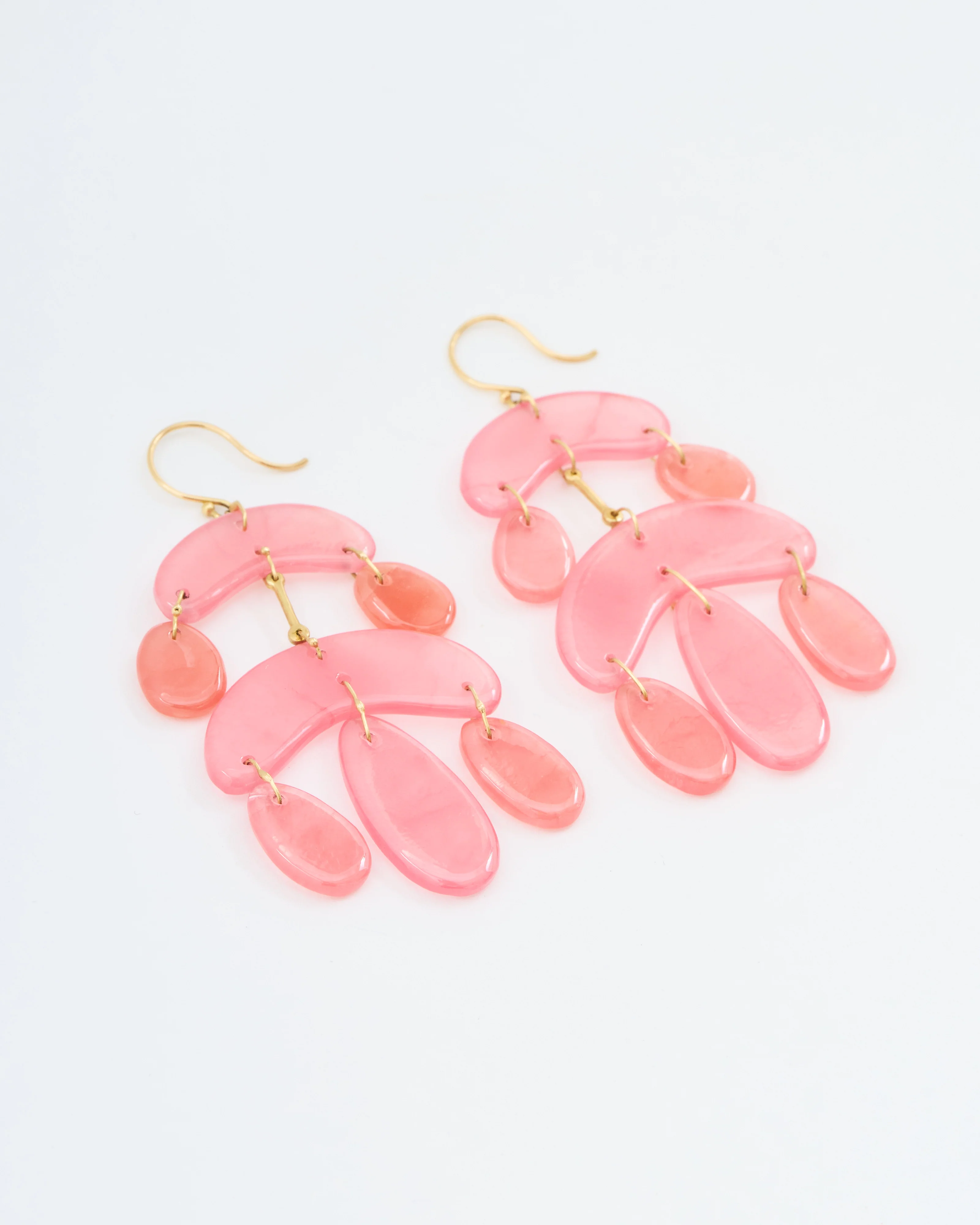 rhodocrosite mini chandelier earrings - pink/gold - Image 3
