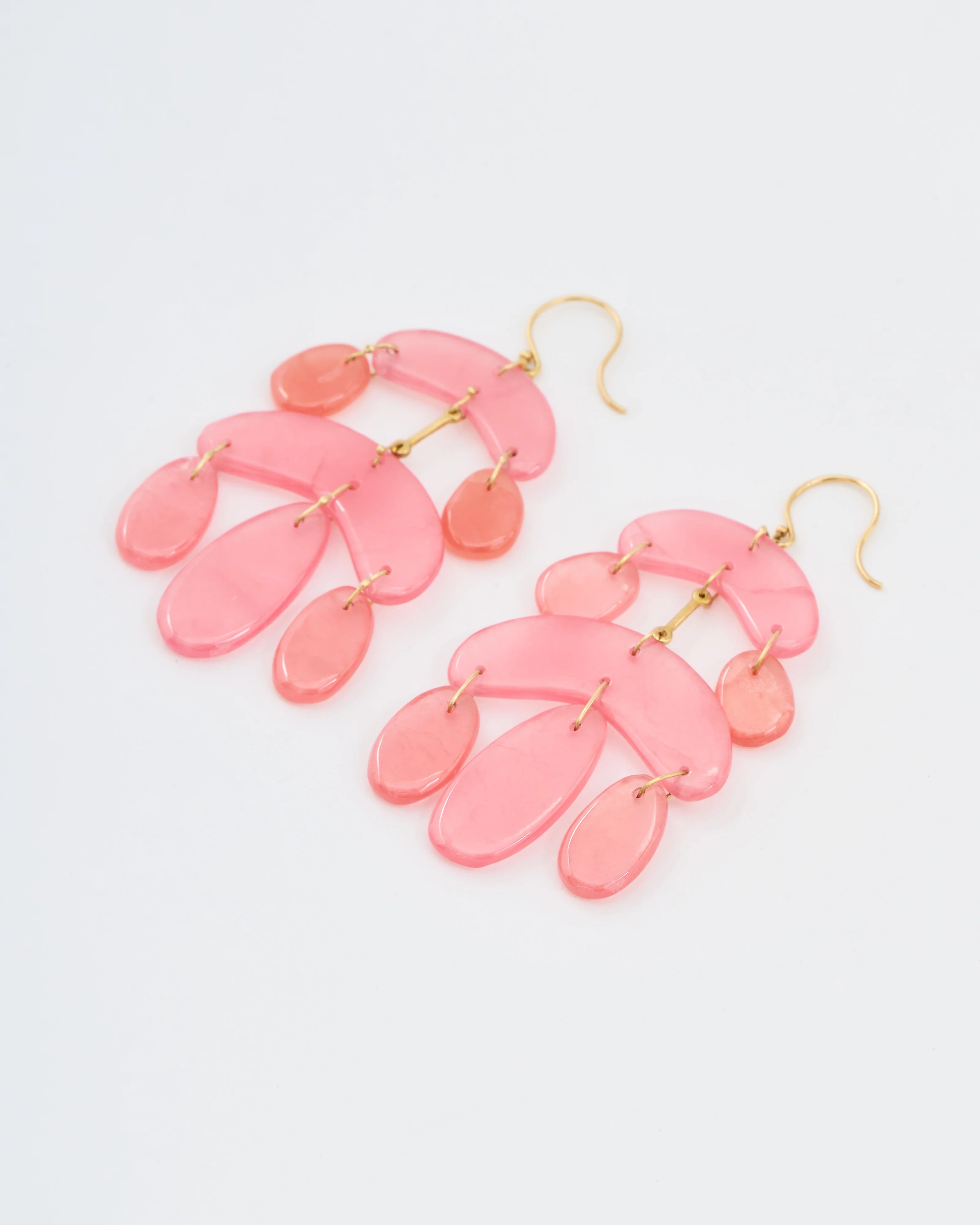 rhodocrosite mini chandelier earrings - pink/gold - Image 4