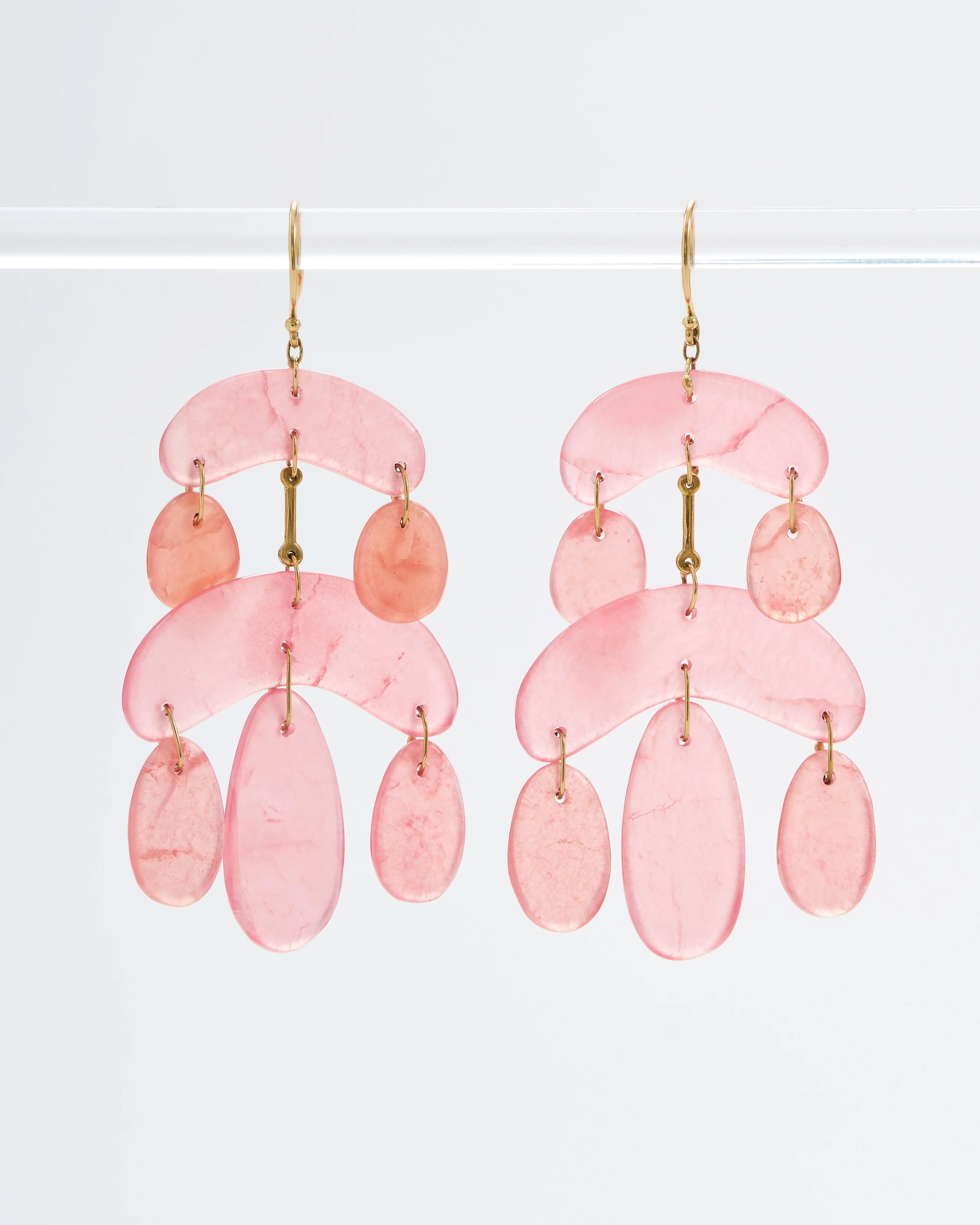 rhodocrosite mini chandelier earrings - pink/gold - Image 5