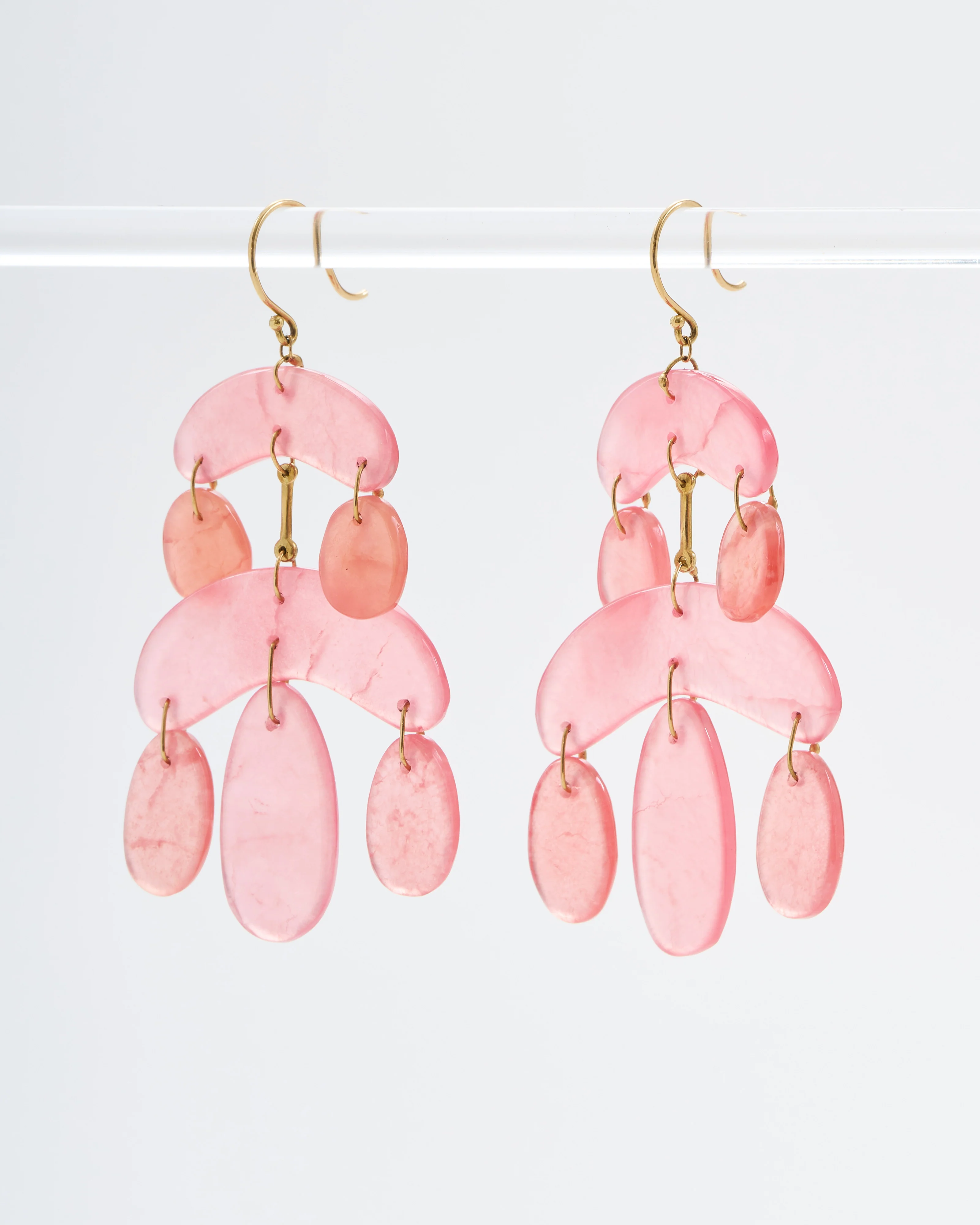 rhodocrosite mini chandelier earrings - pink/gold - Image 7