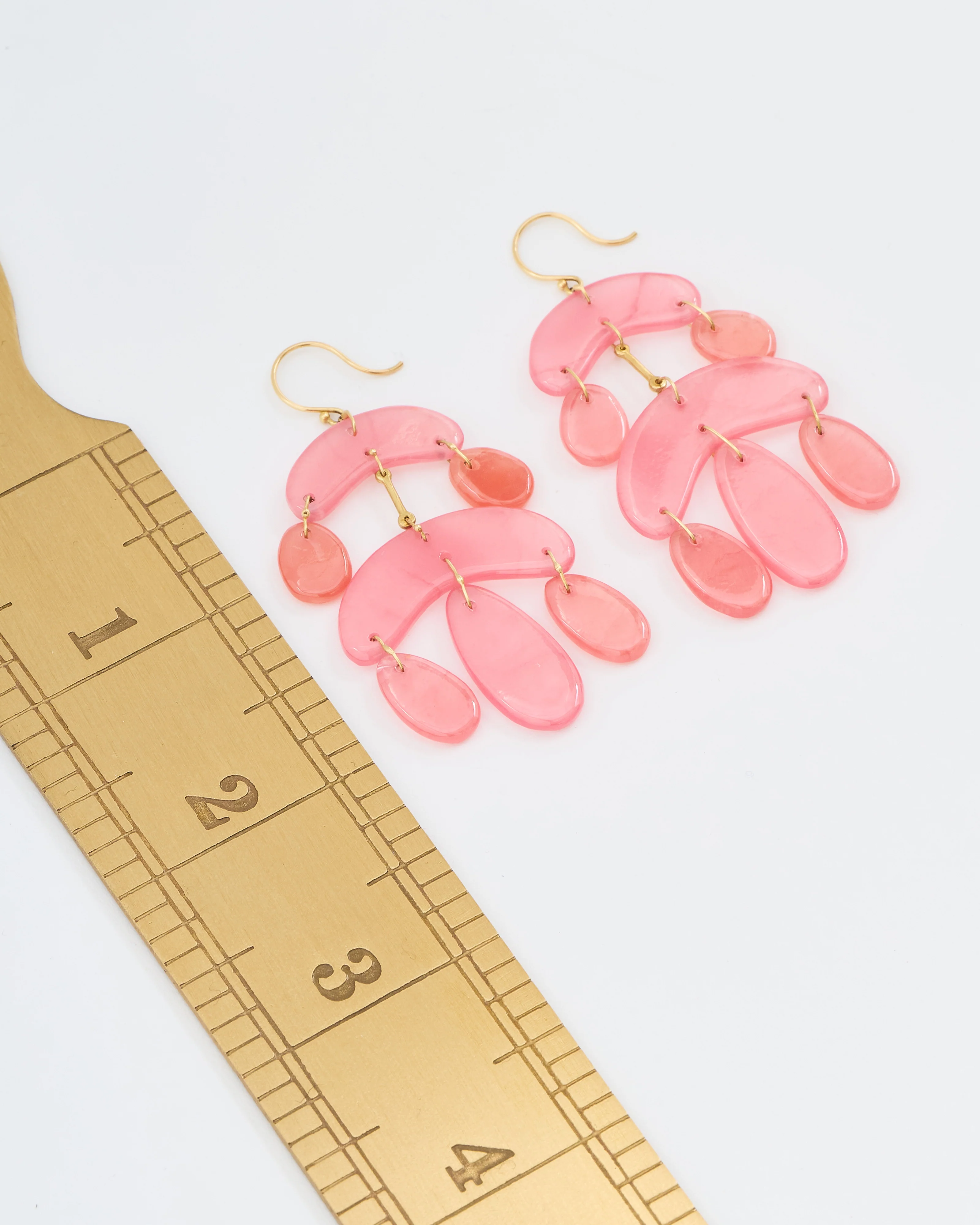 rhodocrosite mini chandelier earrings - pink/gold - Image 8