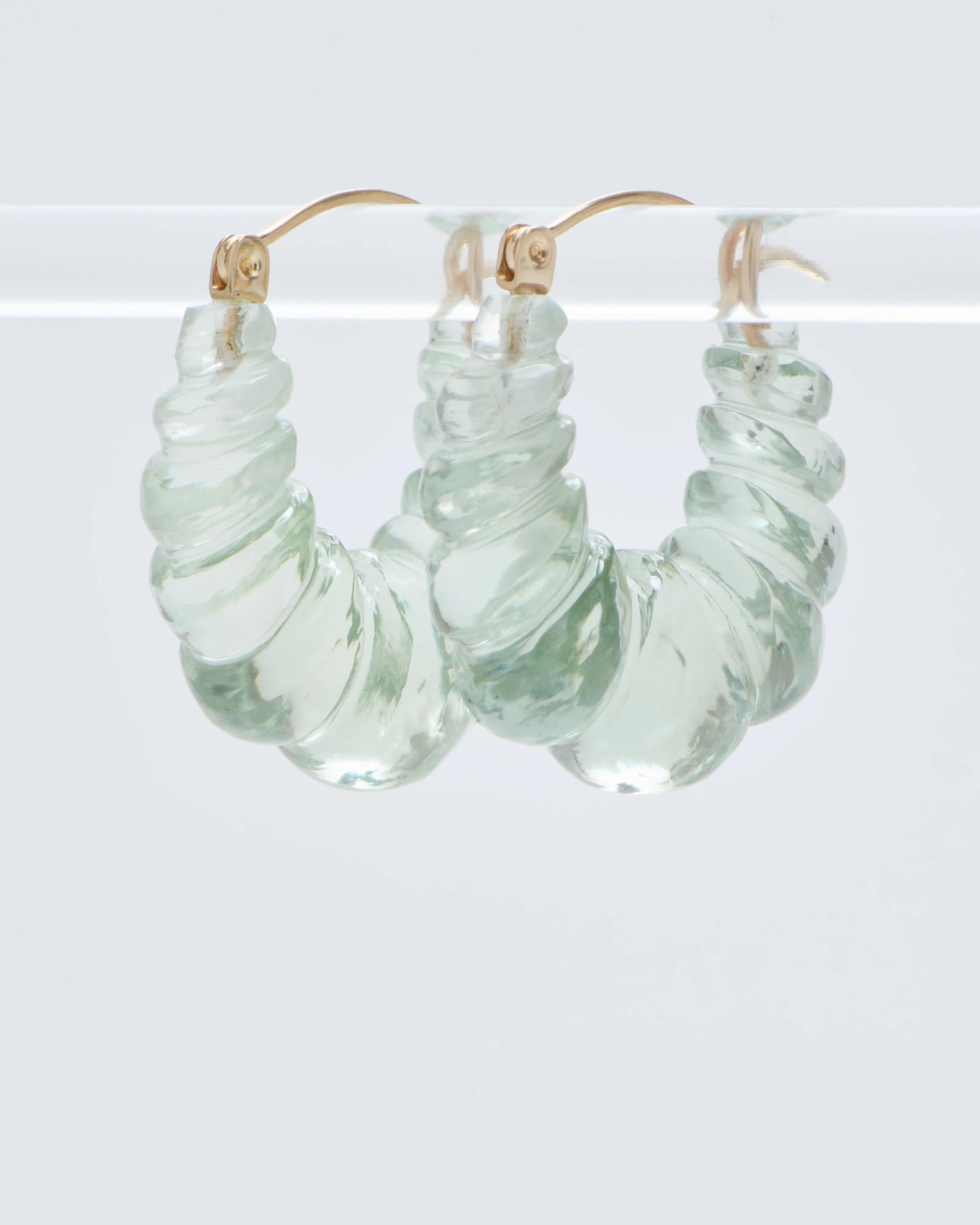 green amethyst stone carved hoop earring - Image 2