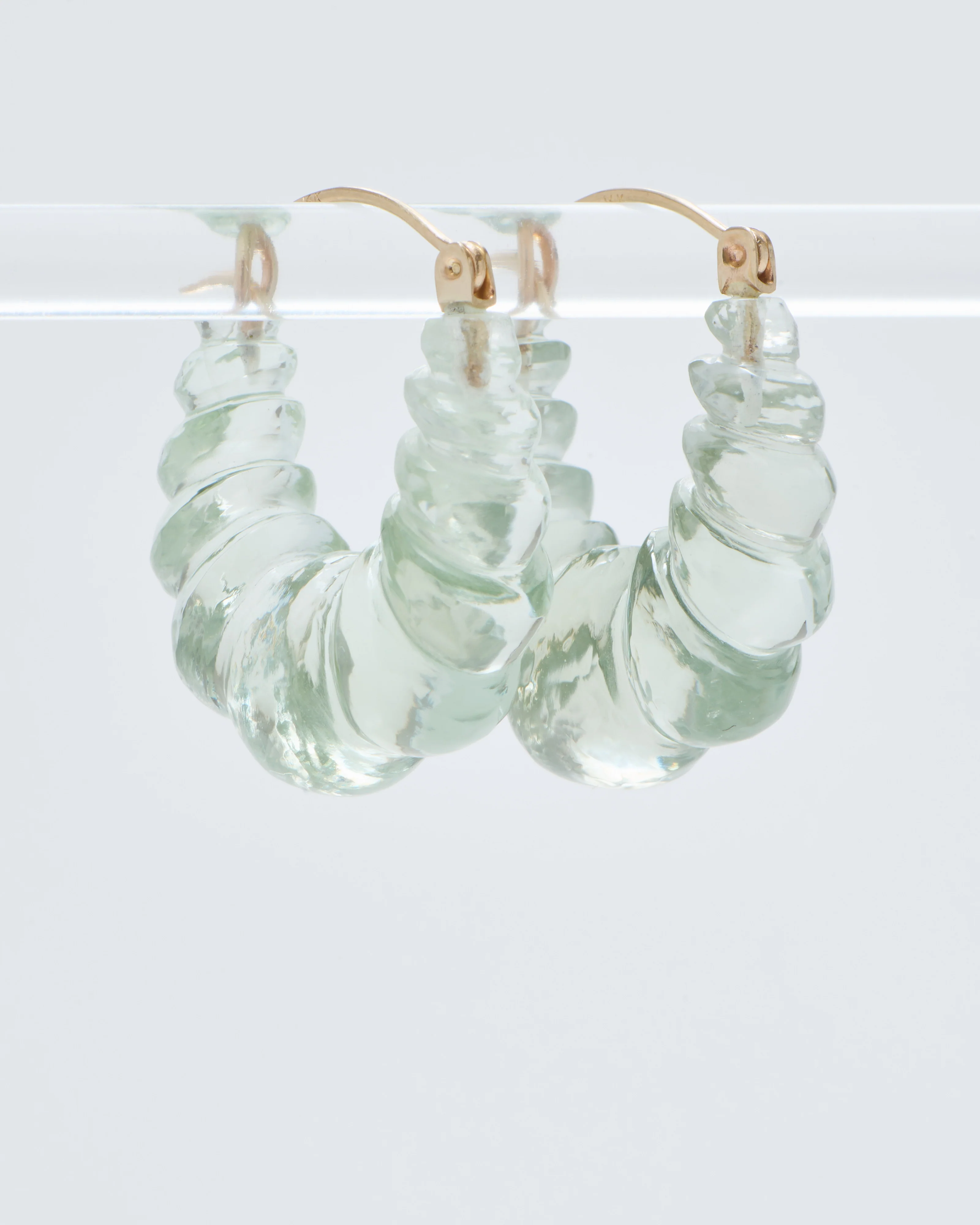 green amethyst stone carved hoop earring - Image 3