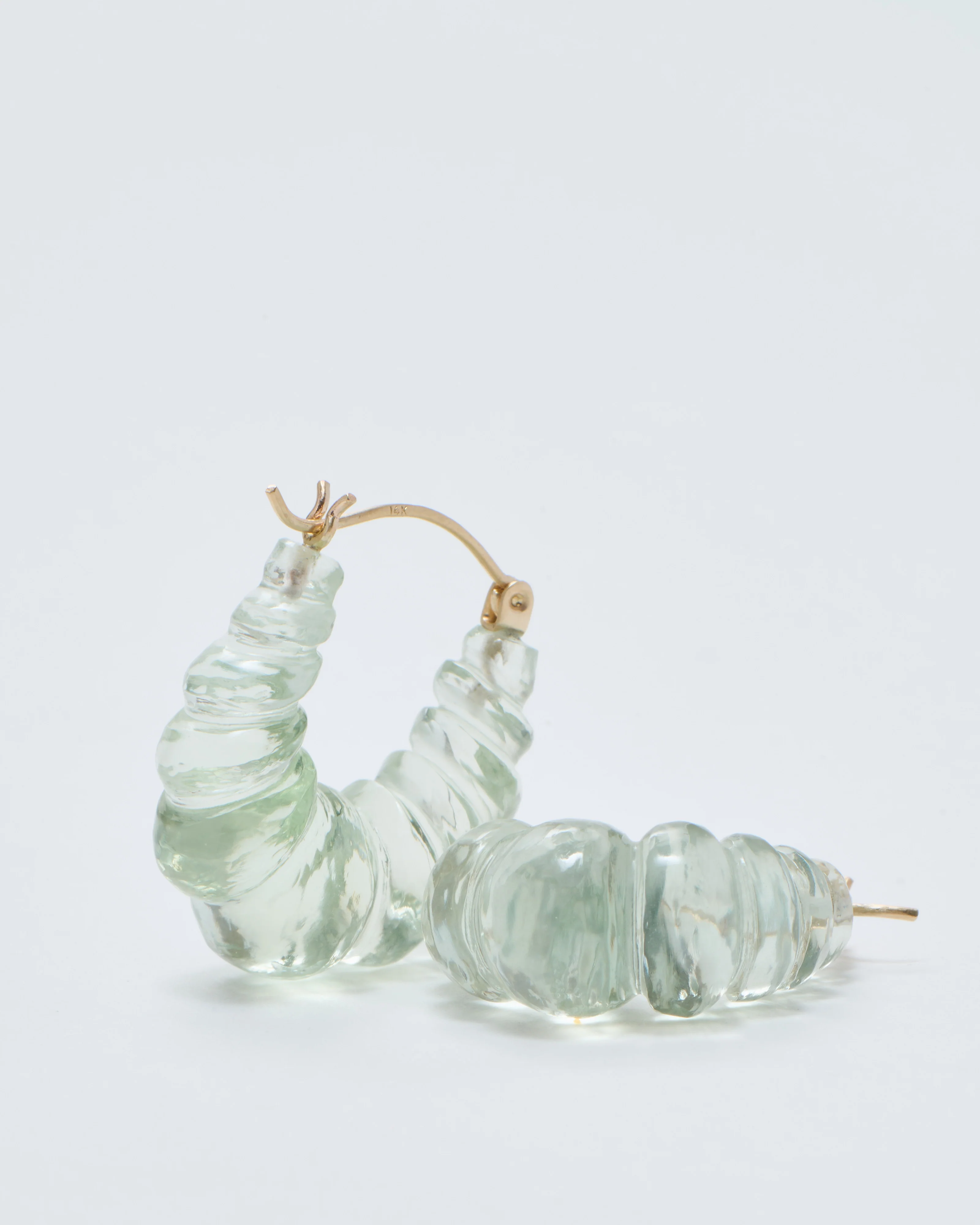 green amethyst stone carved hoop earring - Image 4